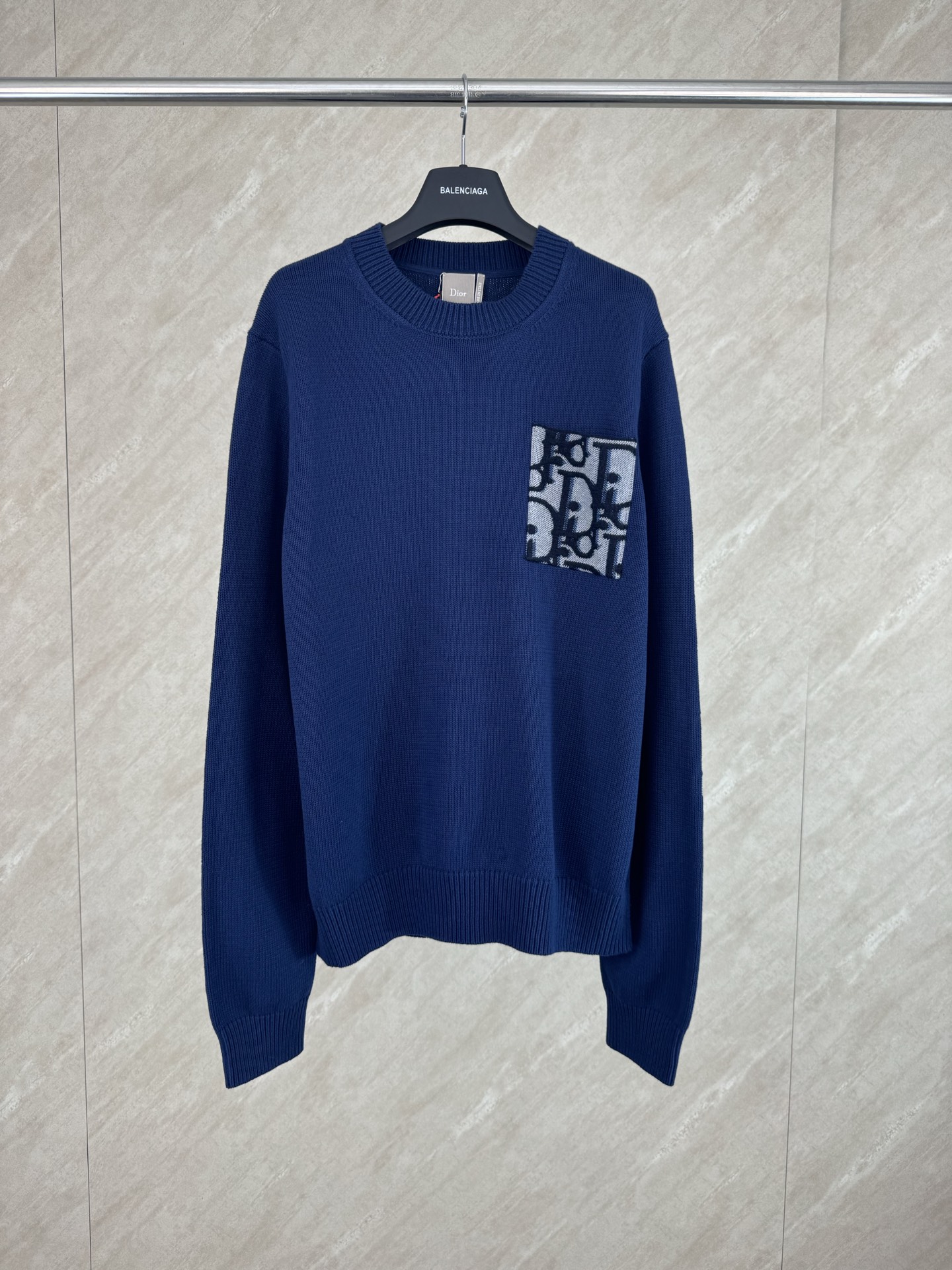 Dior Dior 迪奥 SS26新款 Obilque拼接字母口袋袖肘针织衫毛衣