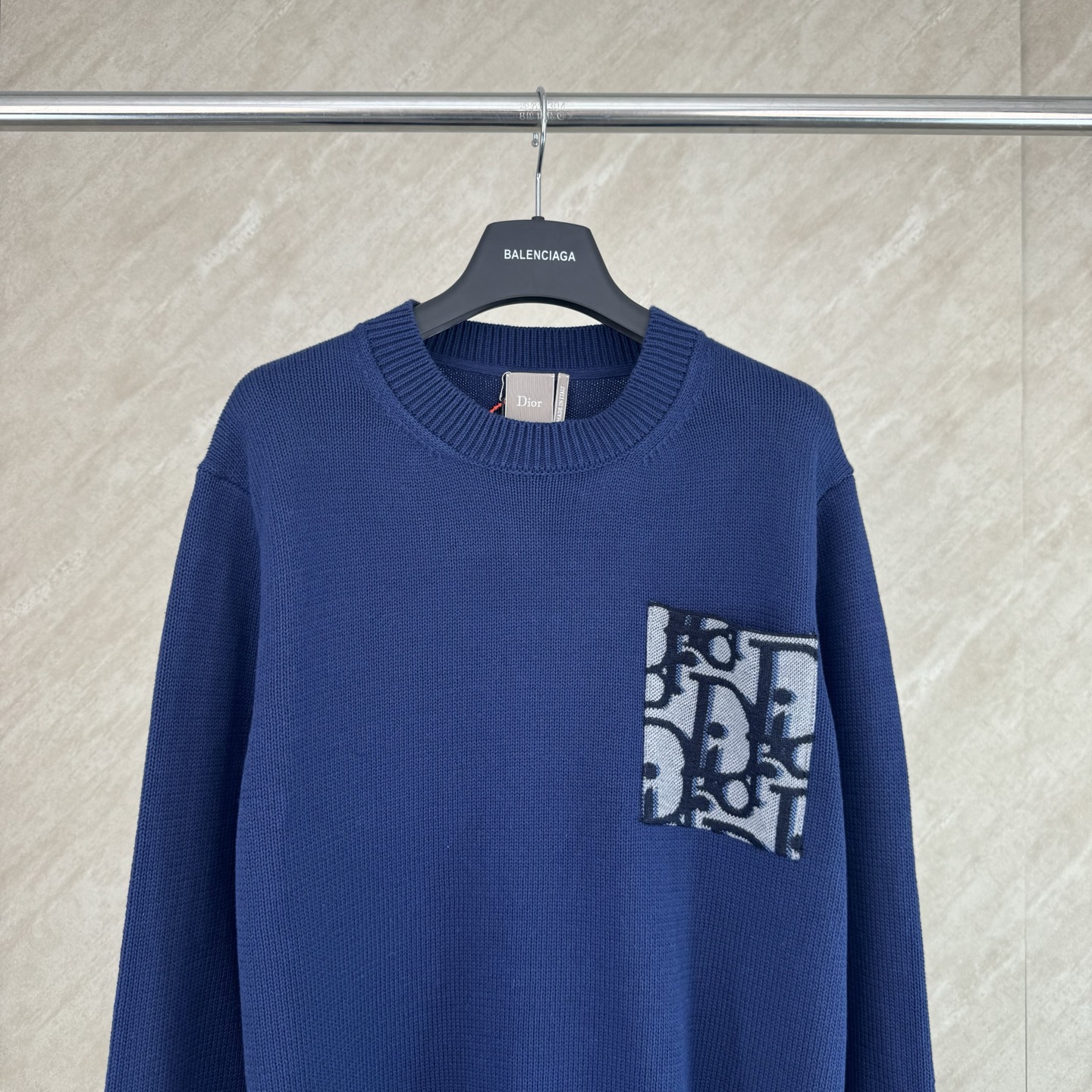 Dior Dior 迪奥 SS26新款 Obilque拼接字母口袋袖肘针织衫毛衣