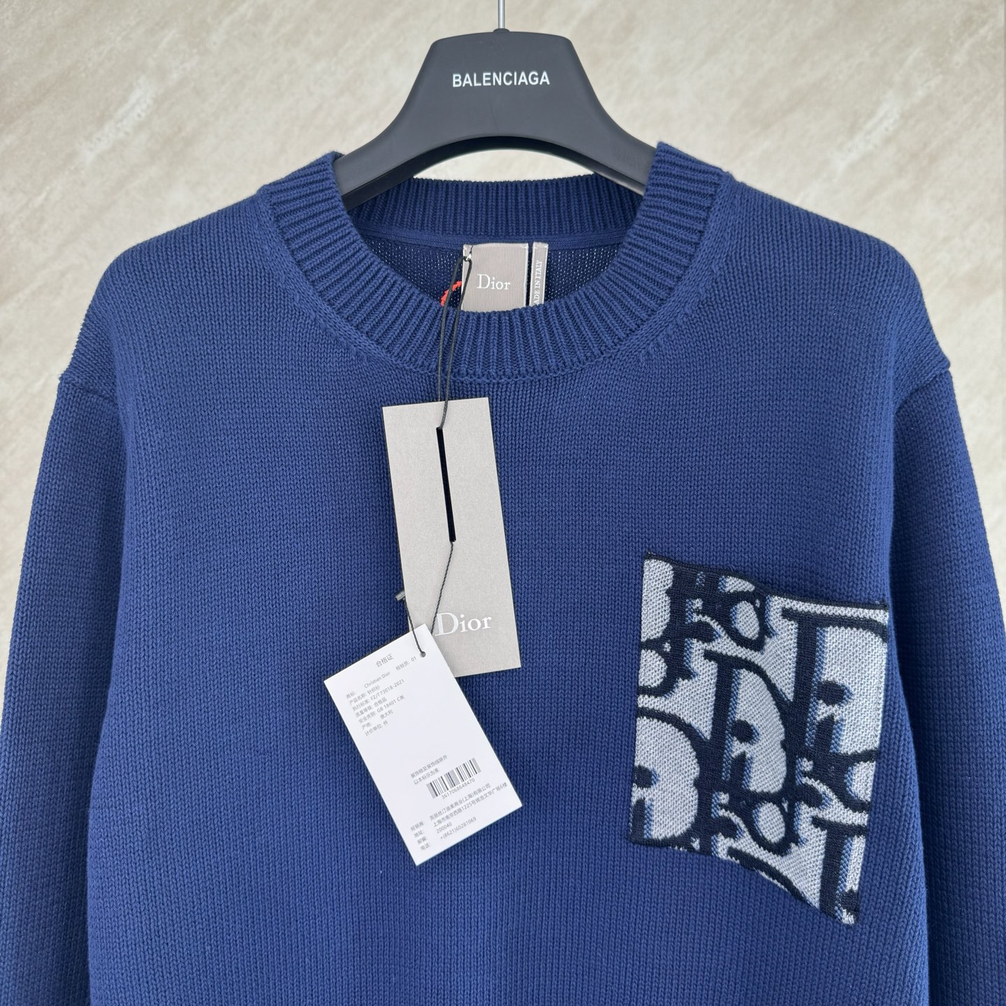 Dior Dior 迪奥 SS26新款 Obilque拼接字母口袋袖肘针织衫毛衣