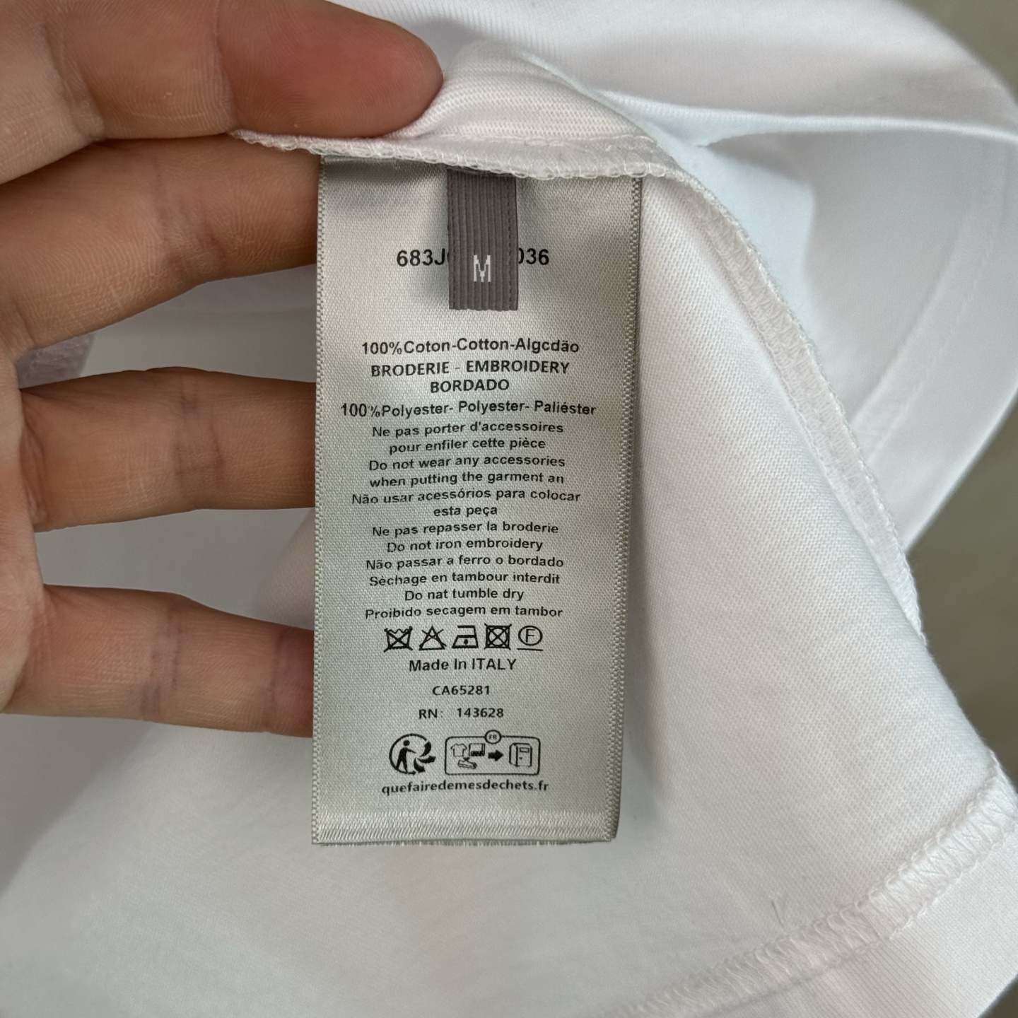 Dior Dior 迪奥 刺绣补丁米杏撞色字母短袖T恤
