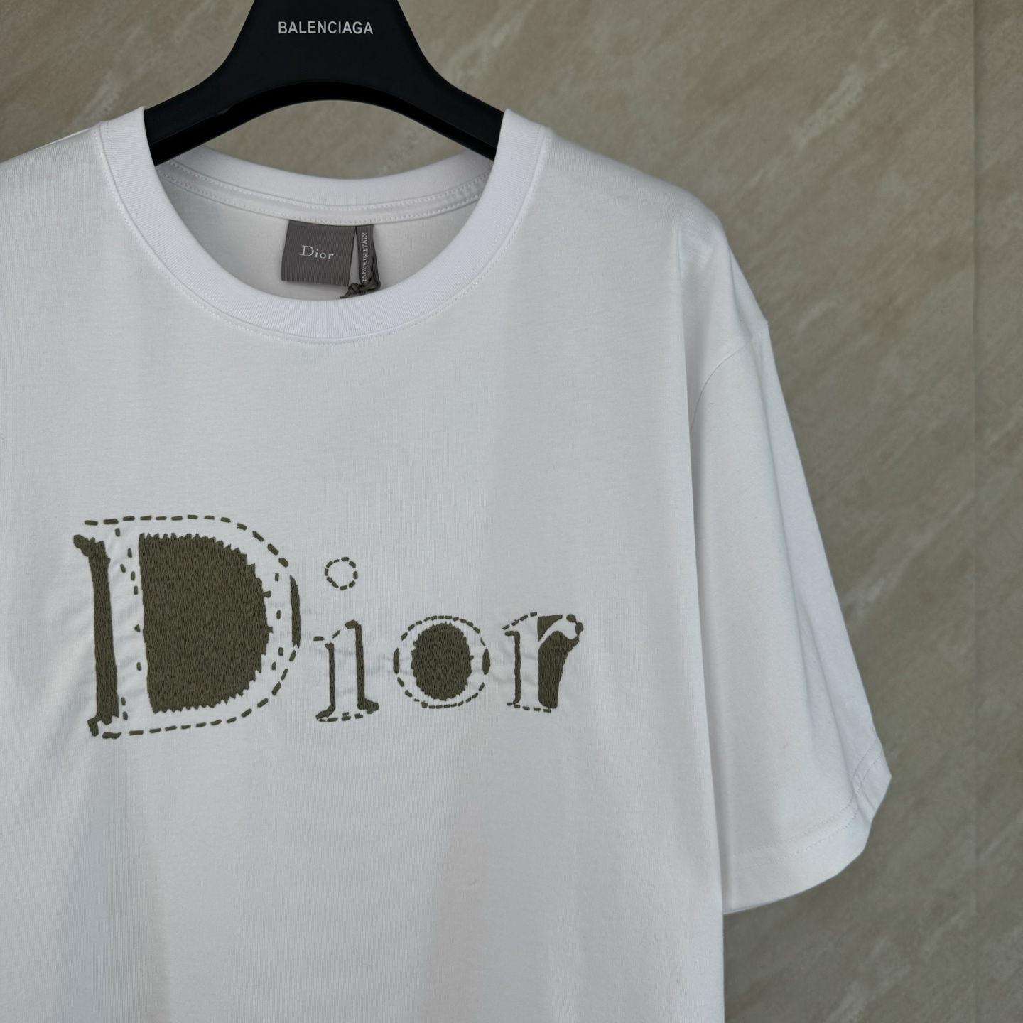 Dior Dior 迪奥 刺绣补丁米杏撞色字母短袖T恤