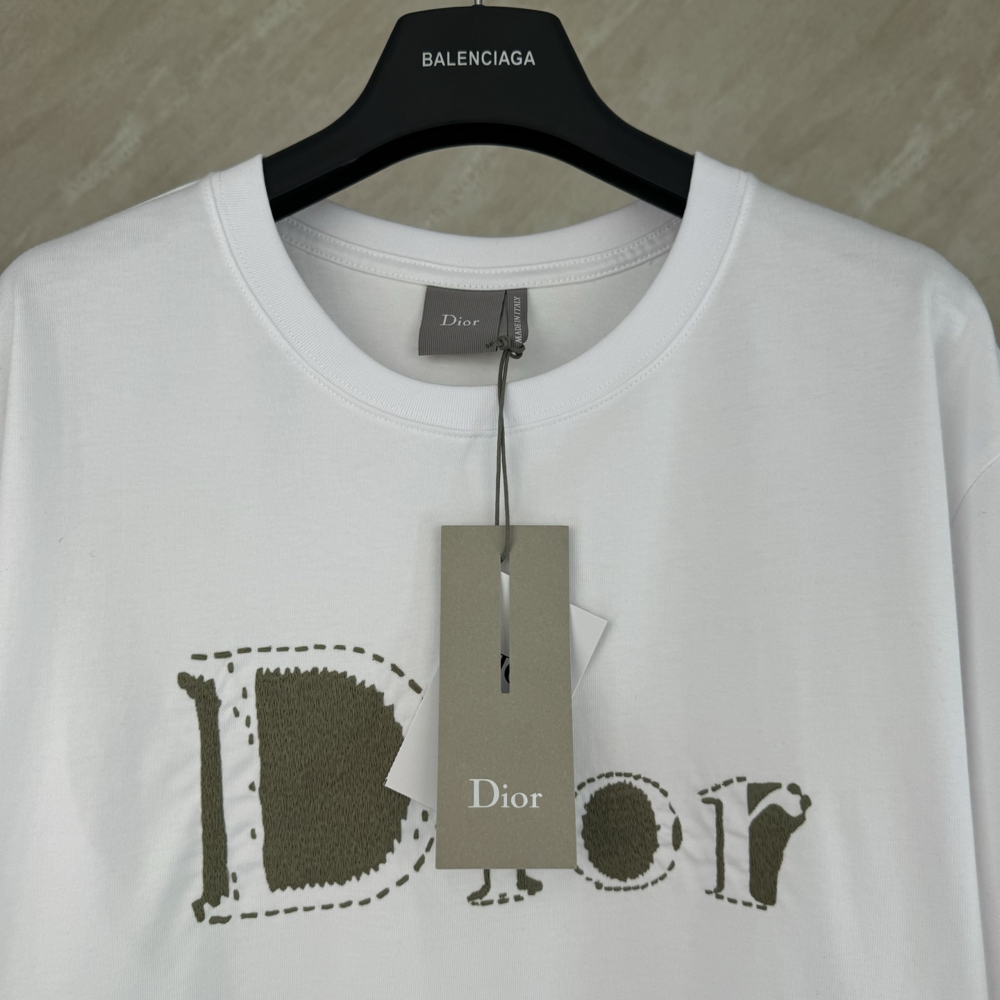 Dior Dior 迪奥 刺绣补丁米杏撞色字母短袖T恤