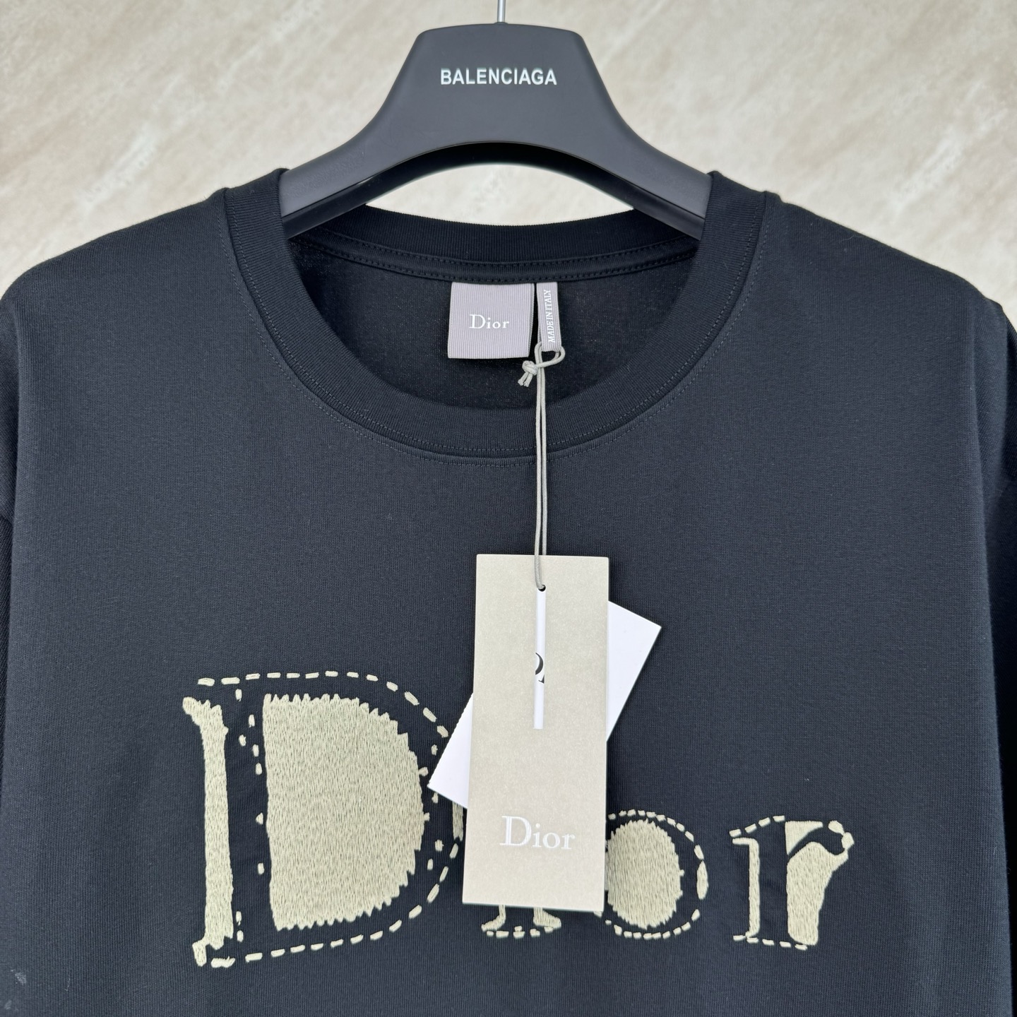 Dior Dior 迪奥 刺绣补丁米杏撞色字母短袖T恤