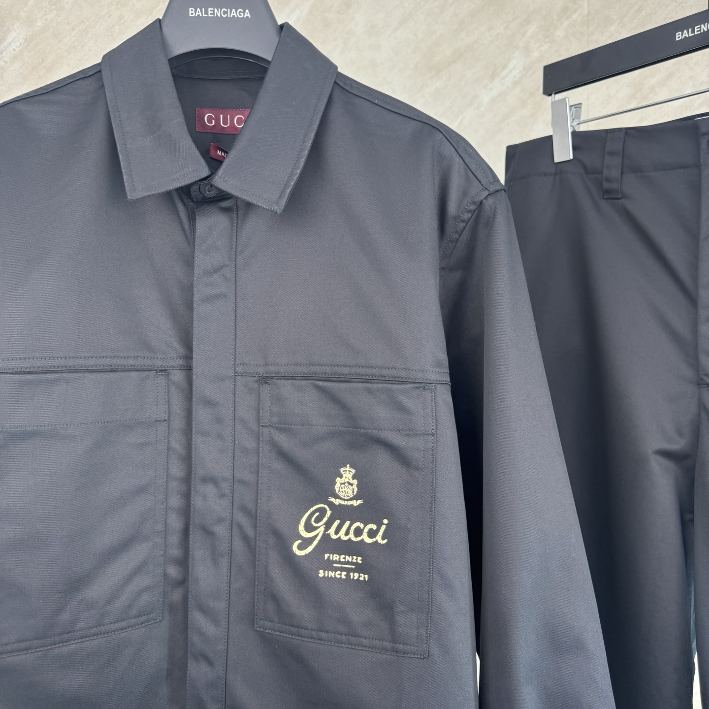 Gucci Gucci 古奇 SS26 字母皇冠标识印花斜纹棉质长袖衬衫