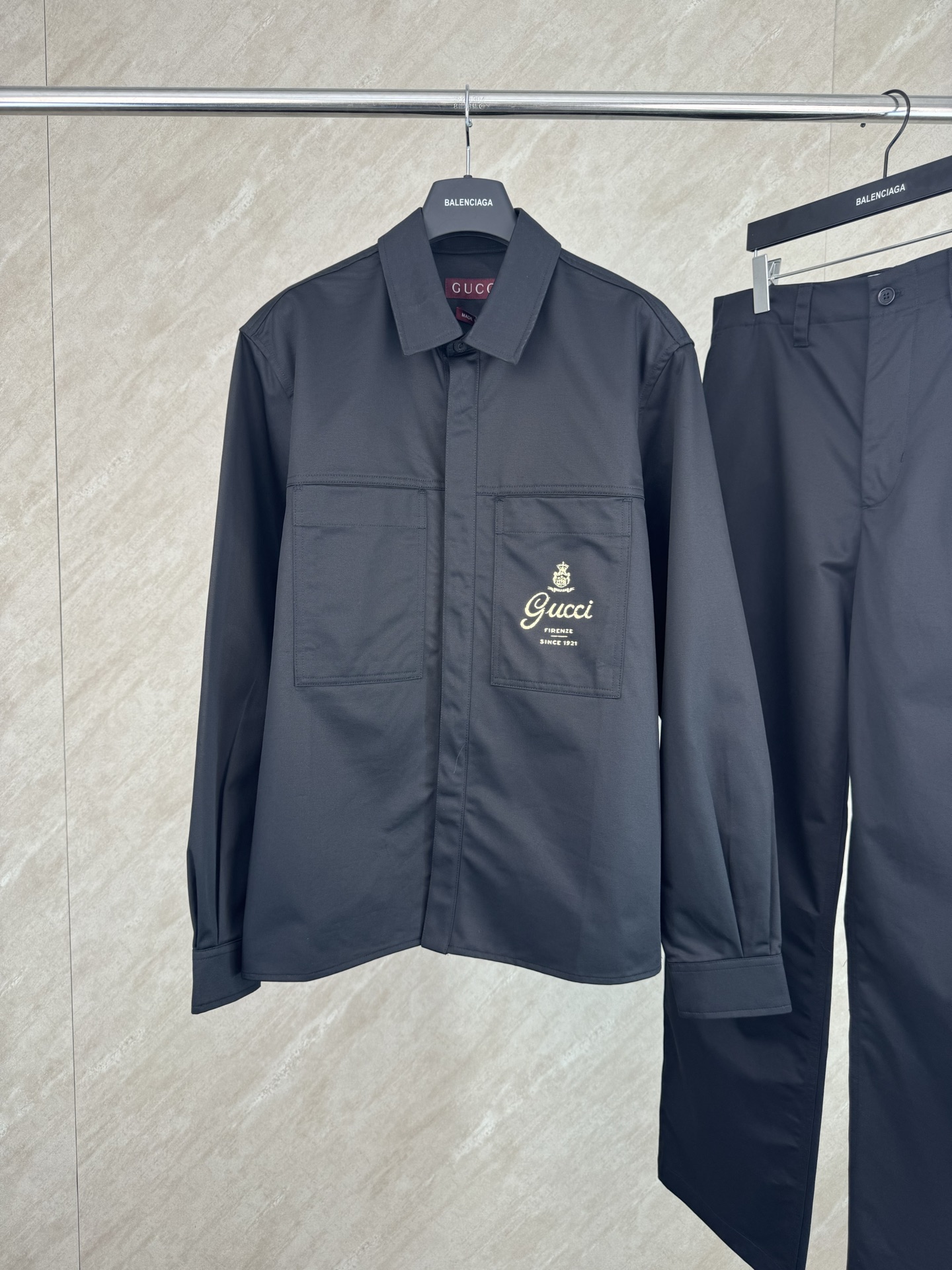 Gucci Gucci 古奇 SS26 字母皇冠标识印花斜纹棉质长袖衬衫