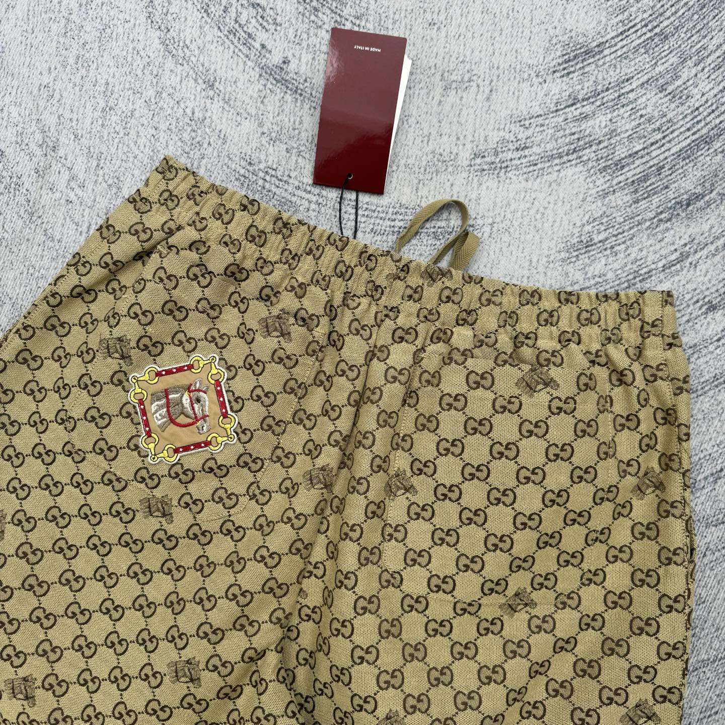 Gucci Gucci 古奇 亚麻混纺马年logo短裤