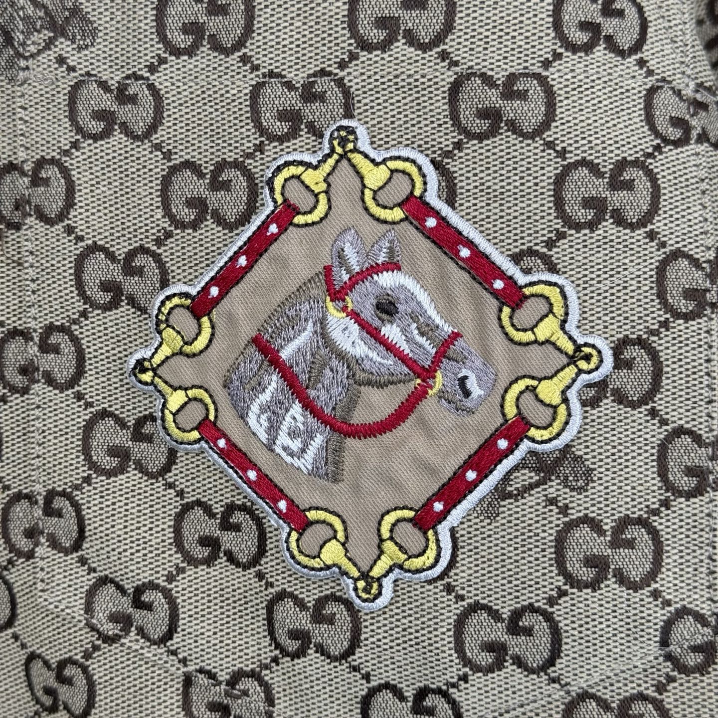 Gucci Gucci 古奇 亚麻混纺马年刺绣短袖衬衫