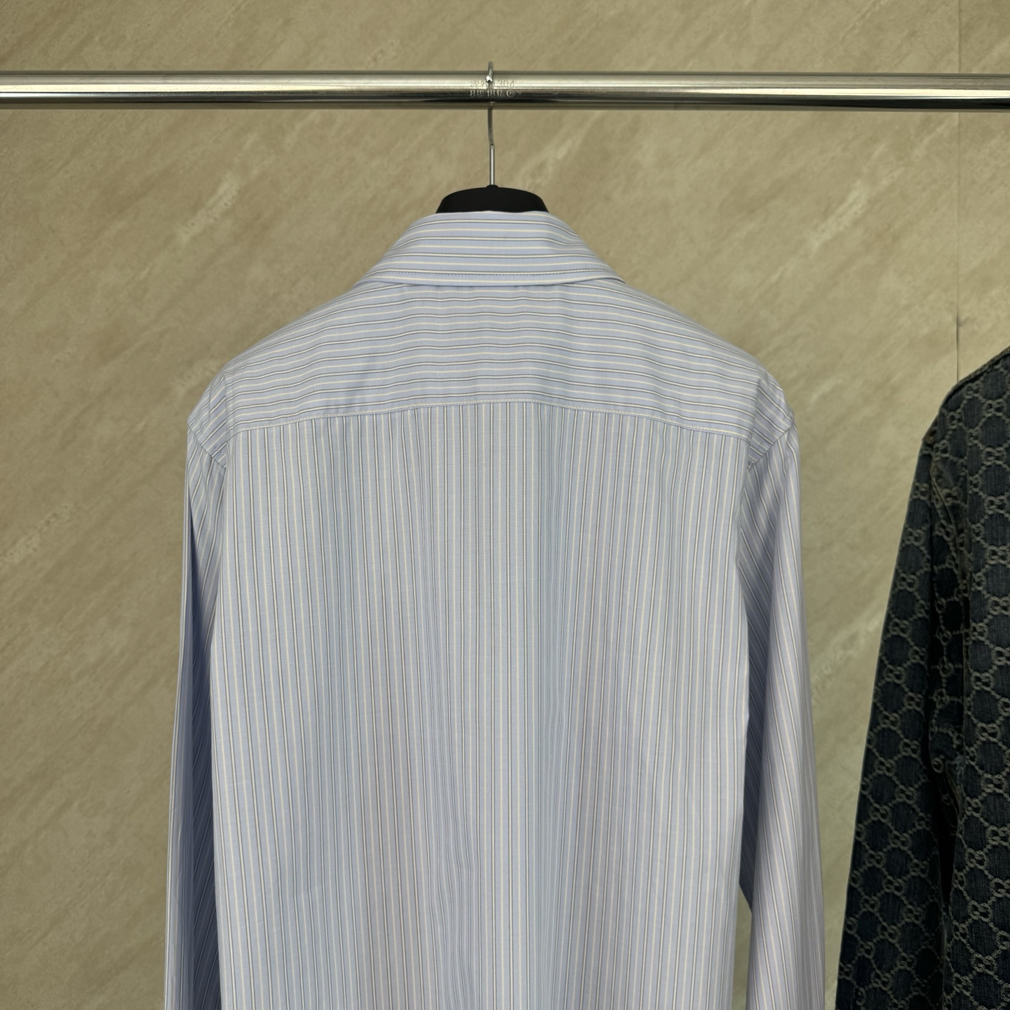 Saint Laurent Saint Laurent 圣罗兰 YSL字母标识刺绣条纹长袖衬衫