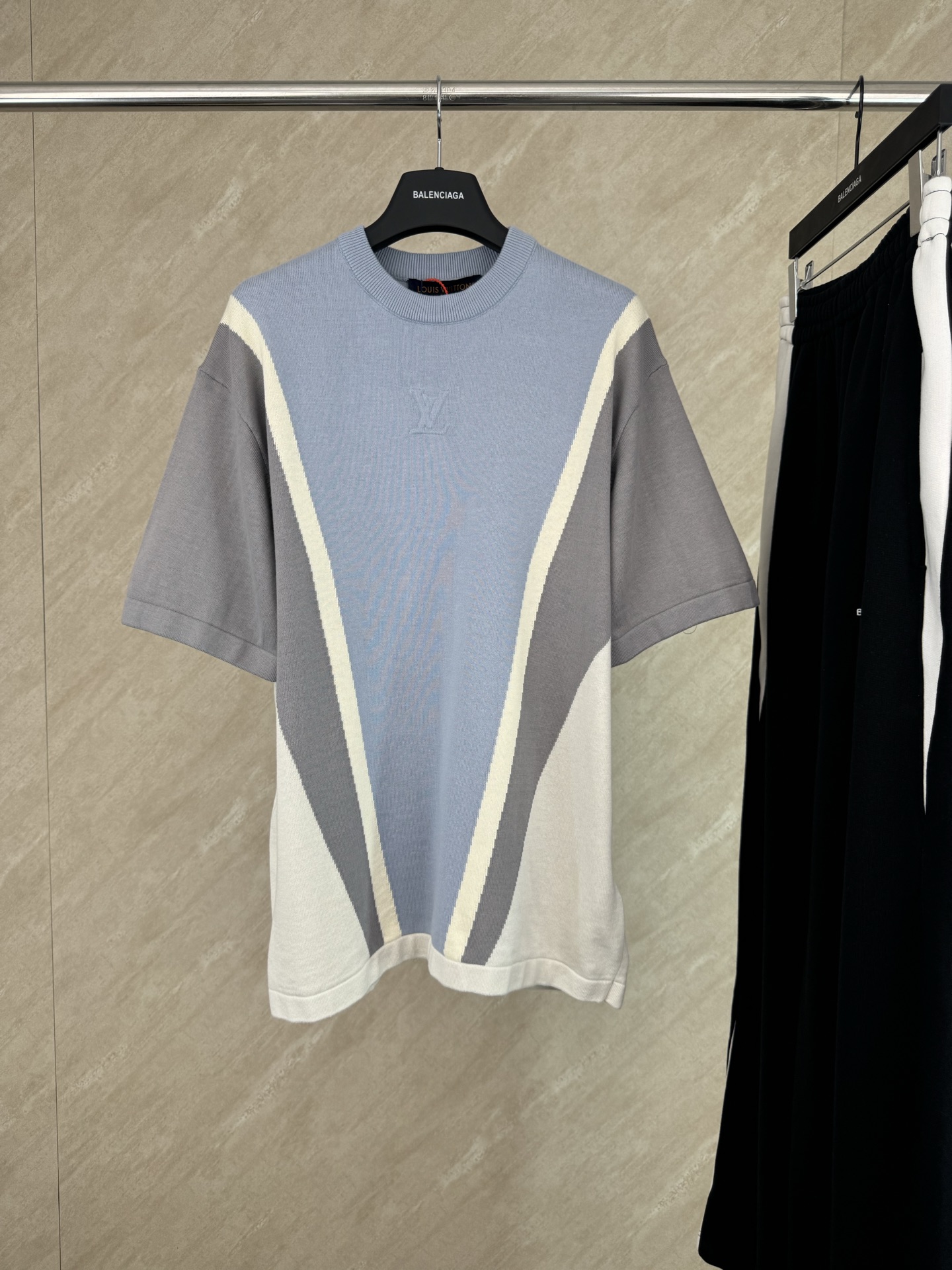 Louis Vuitton 1v SS26 压印拼色棉质针织短袖T恤