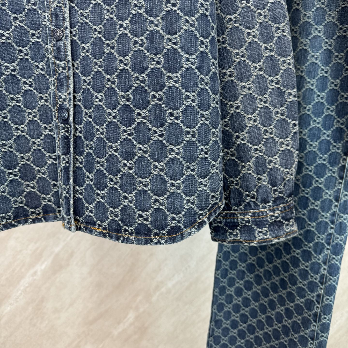Gucci Gucci 古奇 GG monogram满印提花牛仔套装长袖衬衫