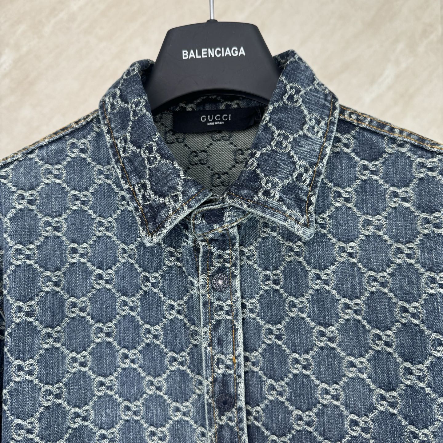 Gucci Gucci 古奇 GG monogram满印提花牛仔套装长袖衬衫