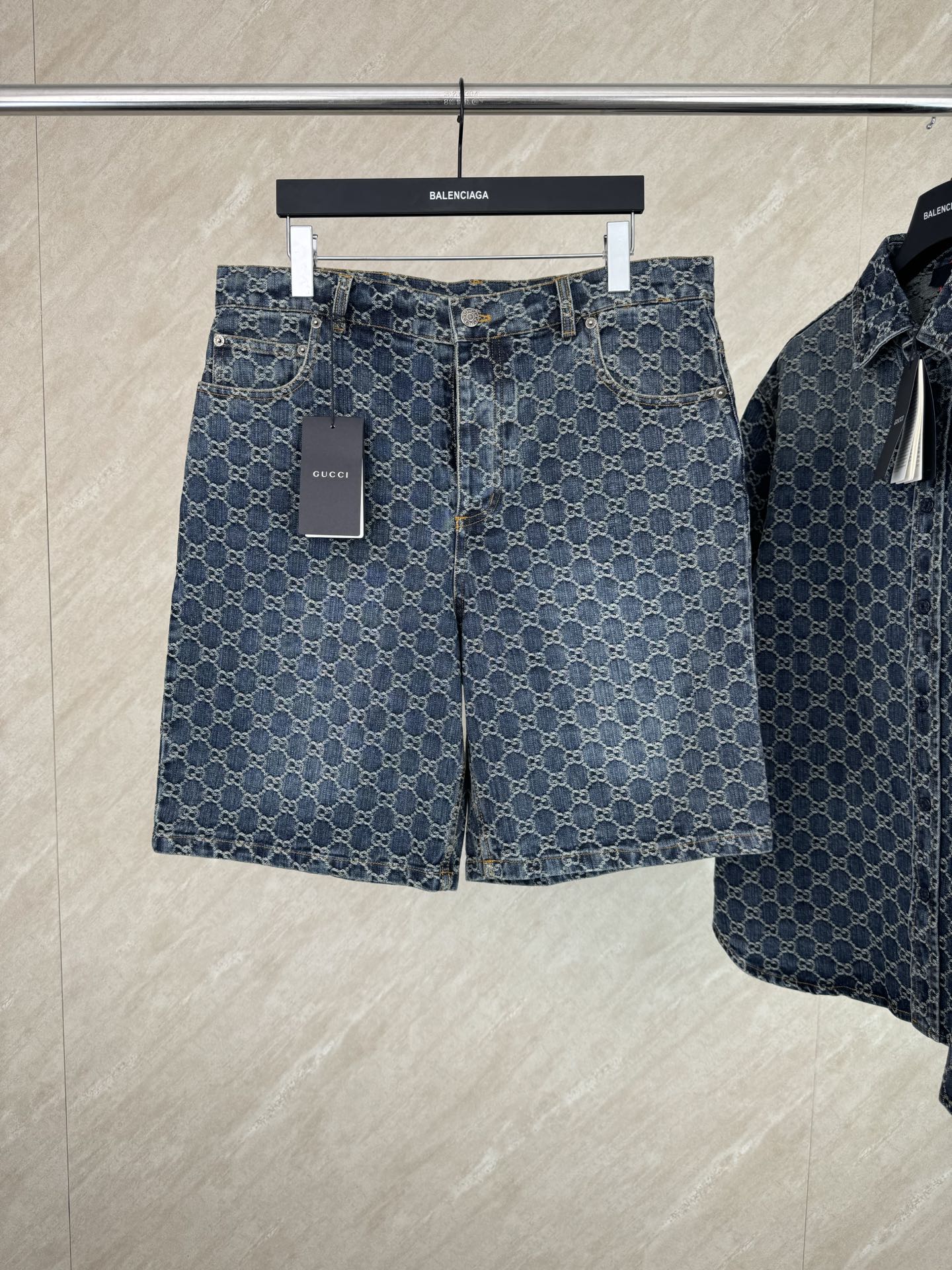 Gucci Gucci 古奇 GG monogram满印提花套装牛仔短裤