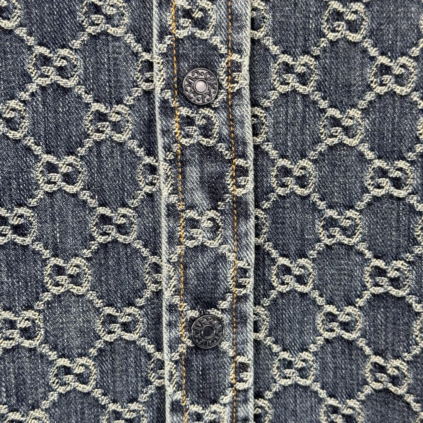 Gucci Gucci 古奇 GG monogram满印提花牛仔套装短袖衬衫