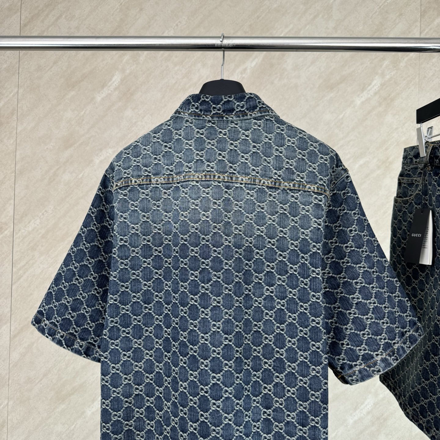 Gucci Gucci 古奇 GG monogram满印提花牛仔套装短袖衬衫