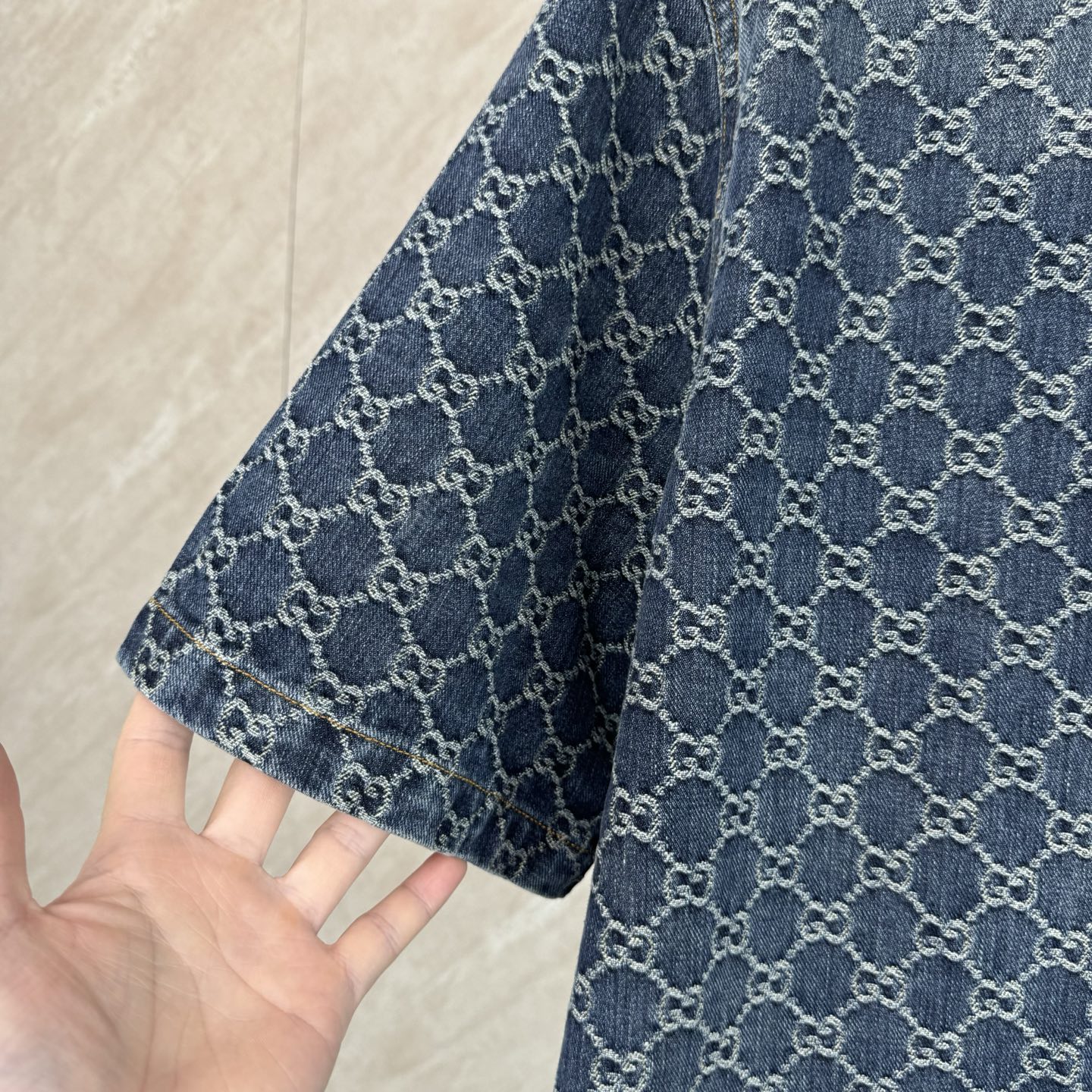 Gucci Gucci 古奇 GG monogram满印提花牛仔套装短袖衬衫