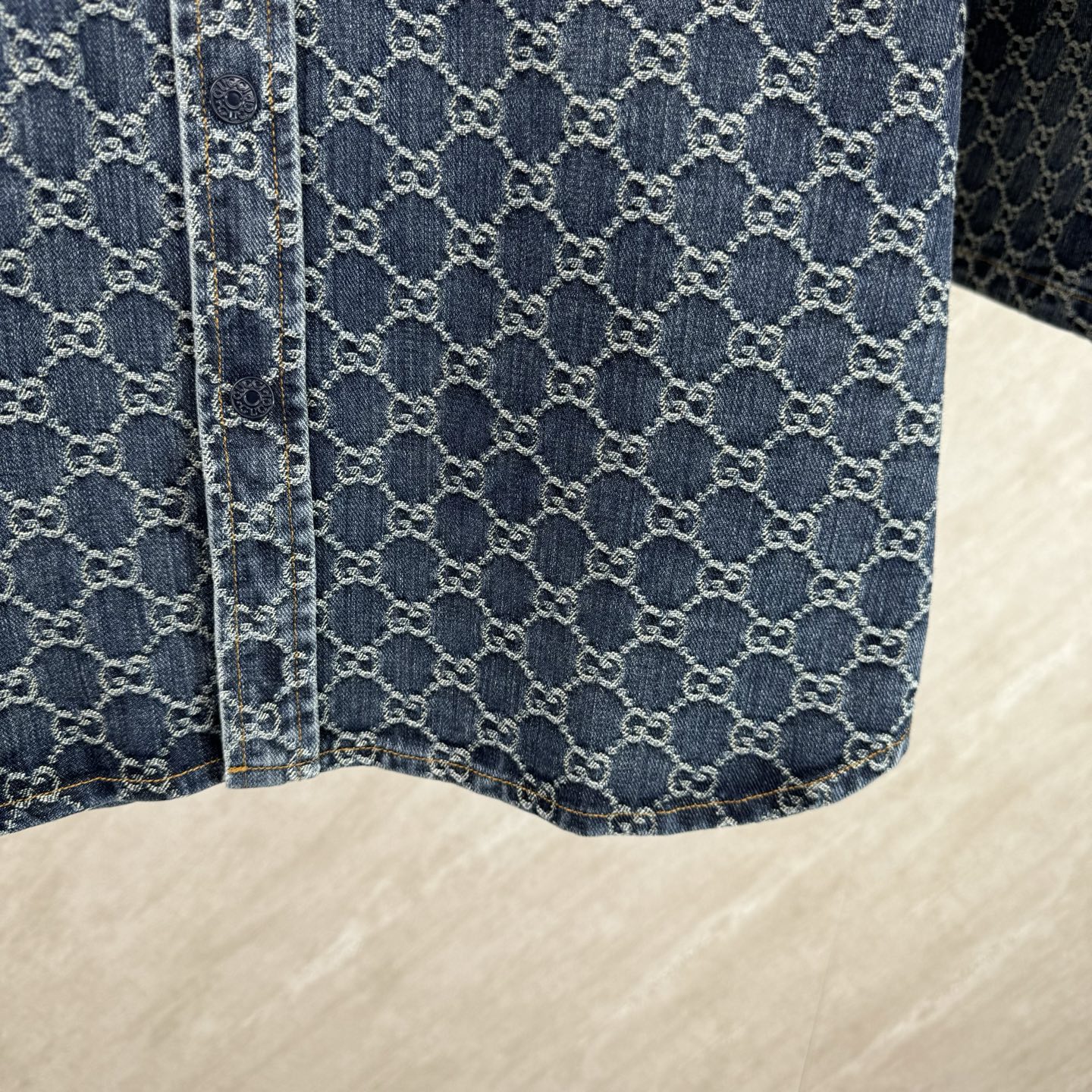 Gucci Gucci 古奇 GG monogram满印提花牛仔套装短袖衬衫