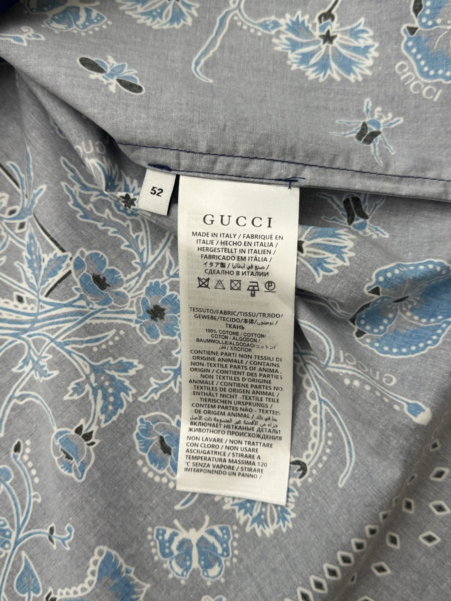 Gucci Gucci 古奇 蓝调佩斯利古巴领腰果花卉满印套装短袖衬衫