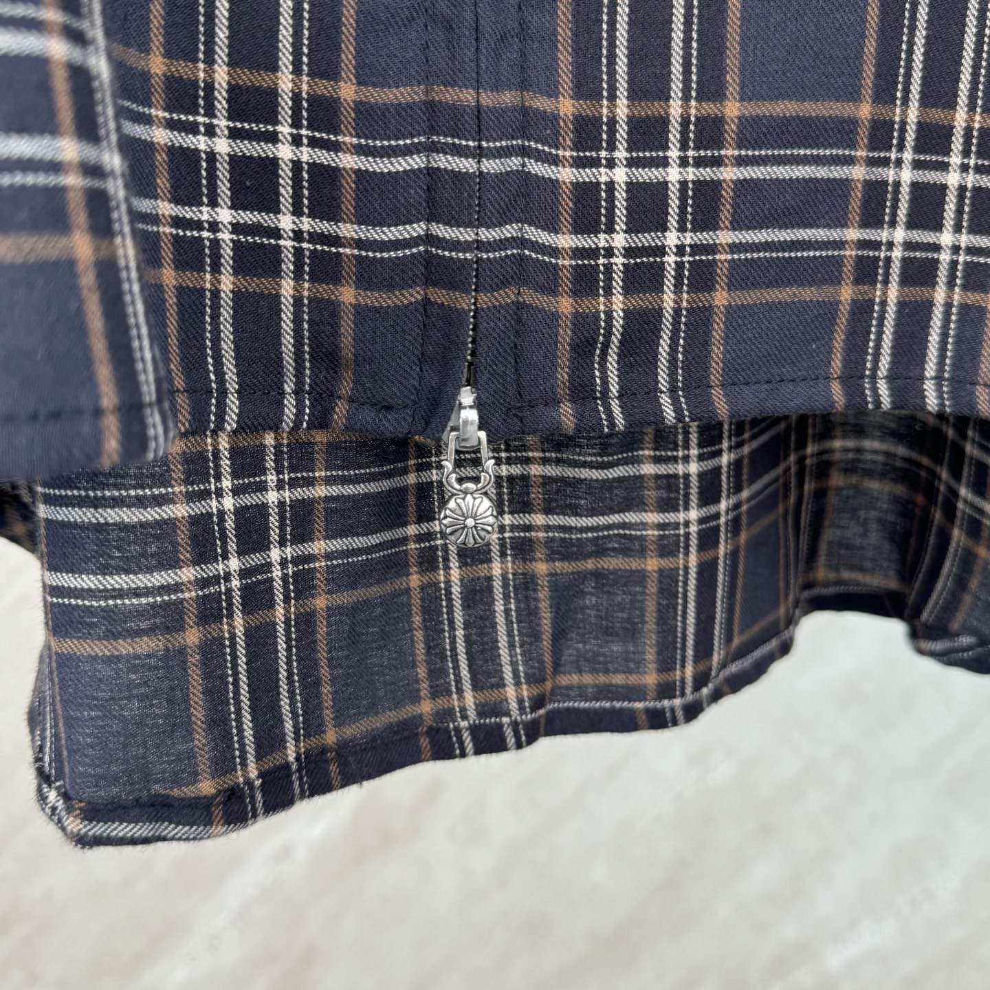 Chrome Hearts Chrome Herat 克罗心 格纹棉宝剑拉链短袖衬衫