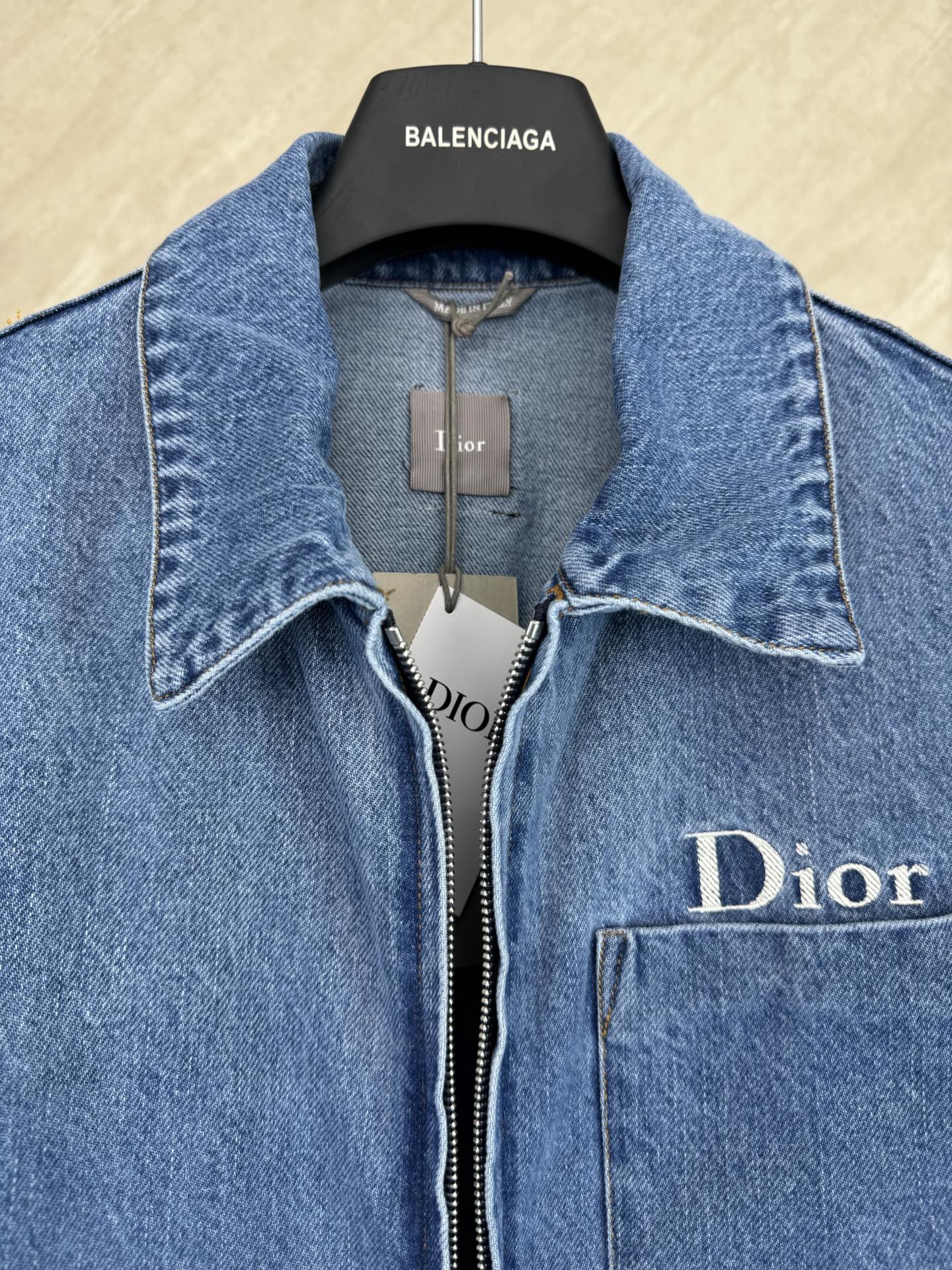 Dior Dior 迪奥 字母标识刺绣水洗牛仔拉链外套