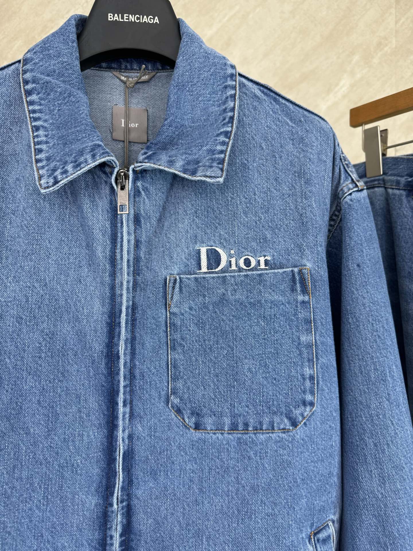 Dior Dior 迪奥 字母标识刺绣水洗牛仔拉链外套