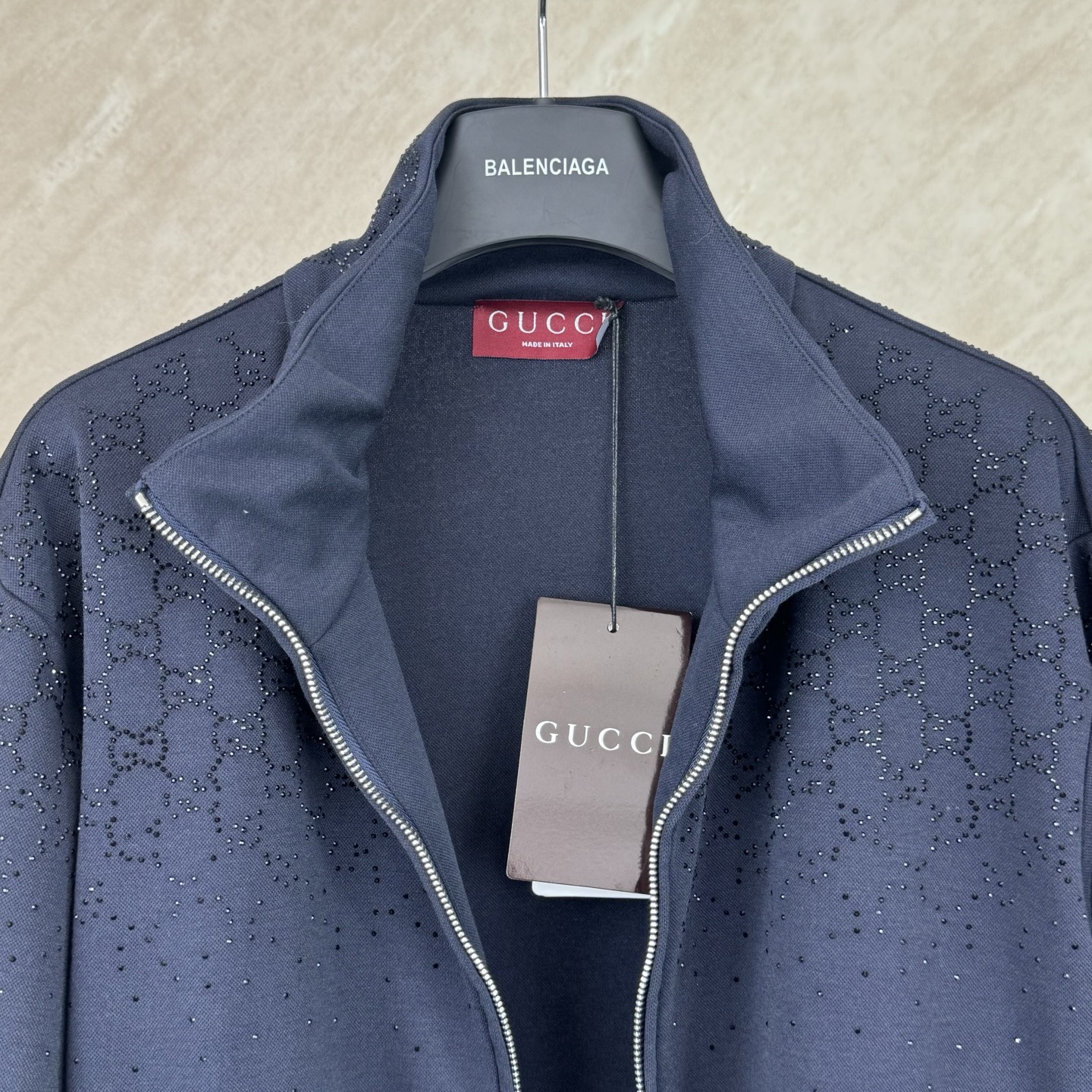 Gucci gucci 古奇 26ss 烫钻拉链高领夹克外套