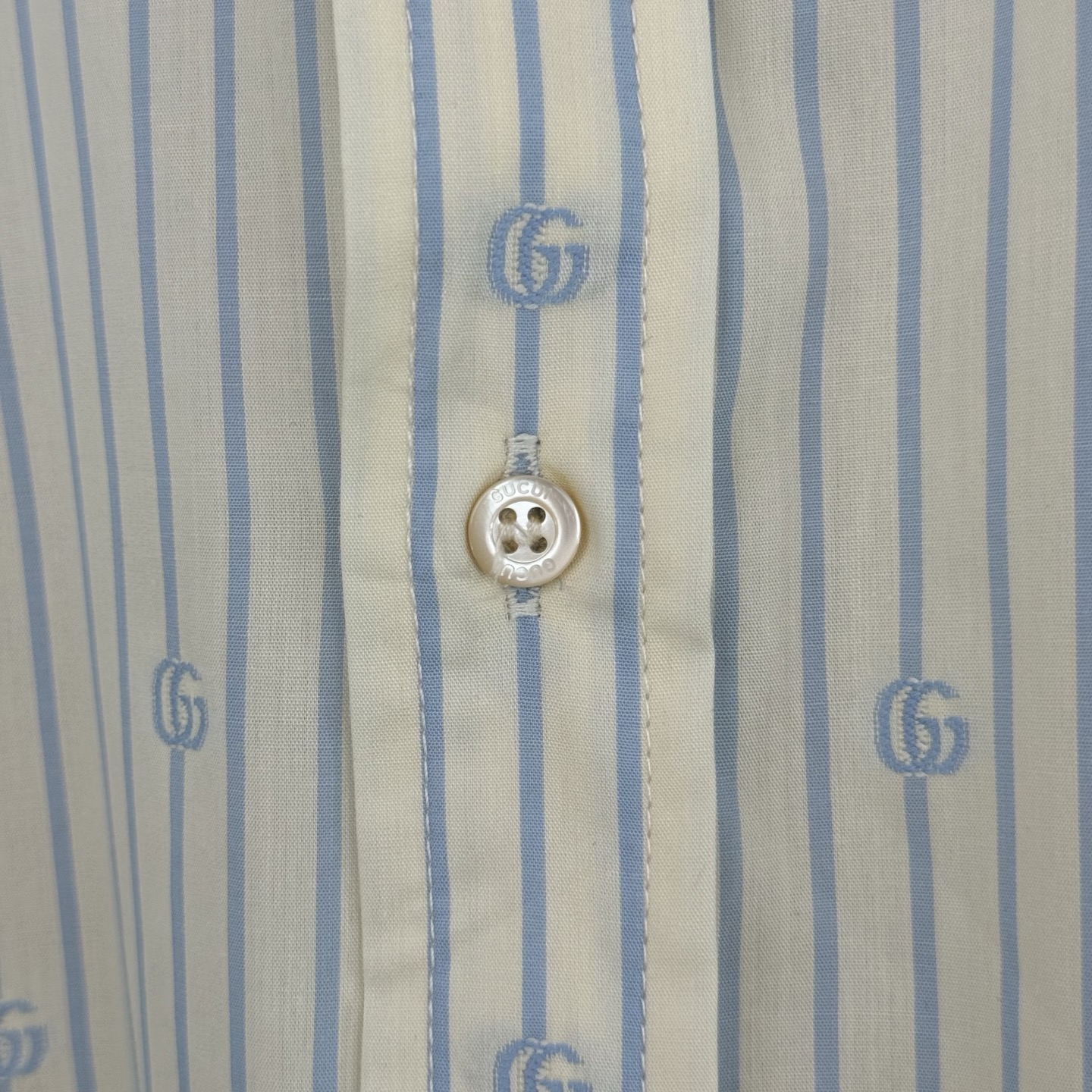 Gucci Gucci 古奇 双G提花满印刺绣条纹长袖衬衫