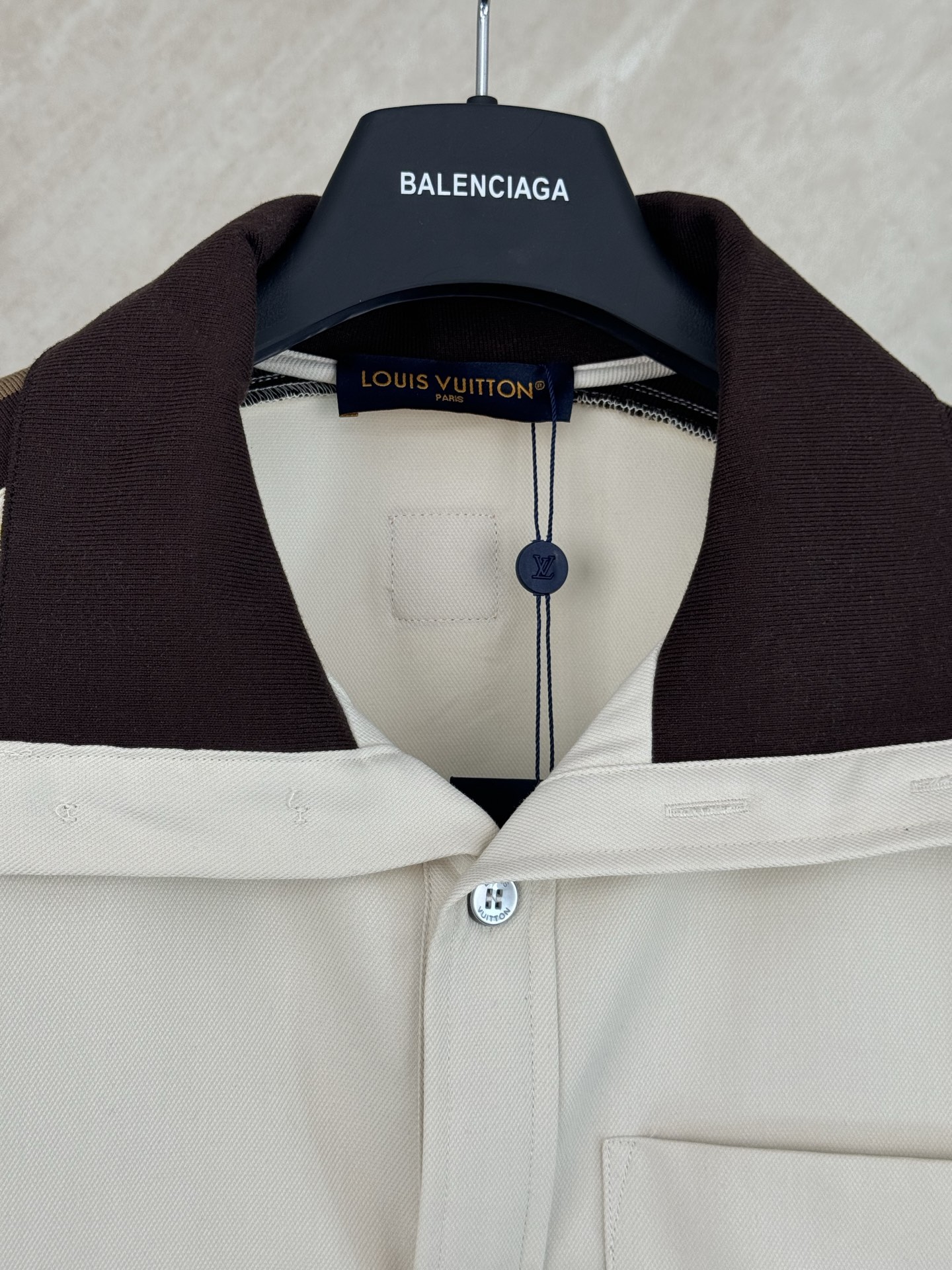 Louis Vuitton 1V SS26 夏季新款撞色织带标识短袖衬衫