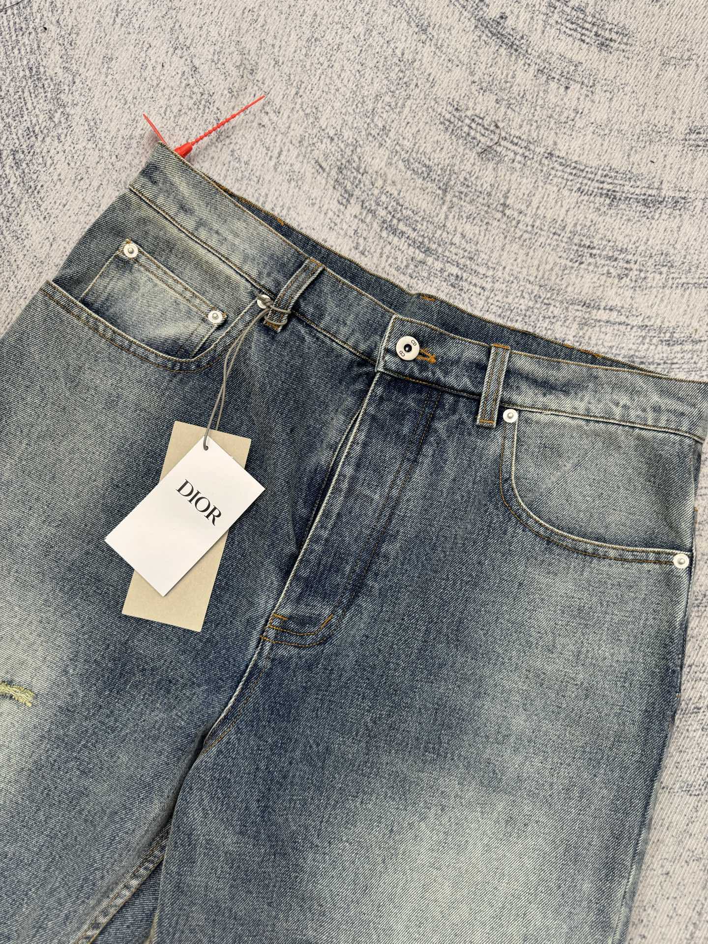 Dior Dior 迪奥刺绣拼色水洗翻领牛仔长裤
