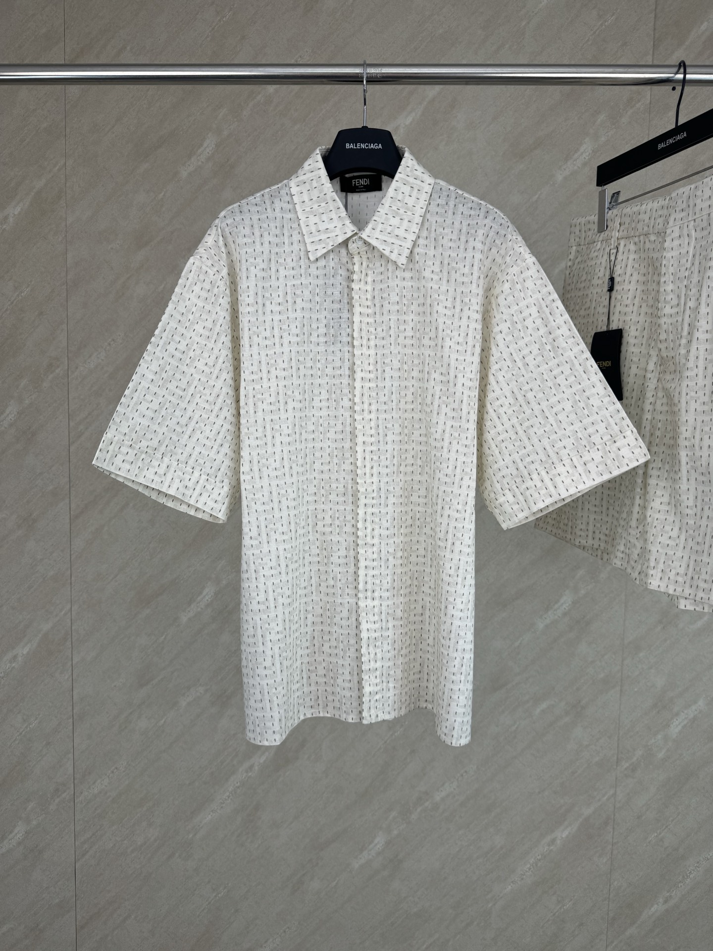 Fendi Fendi 芬迪 26春夏新款FF刺绣满印套装短袖衬衫