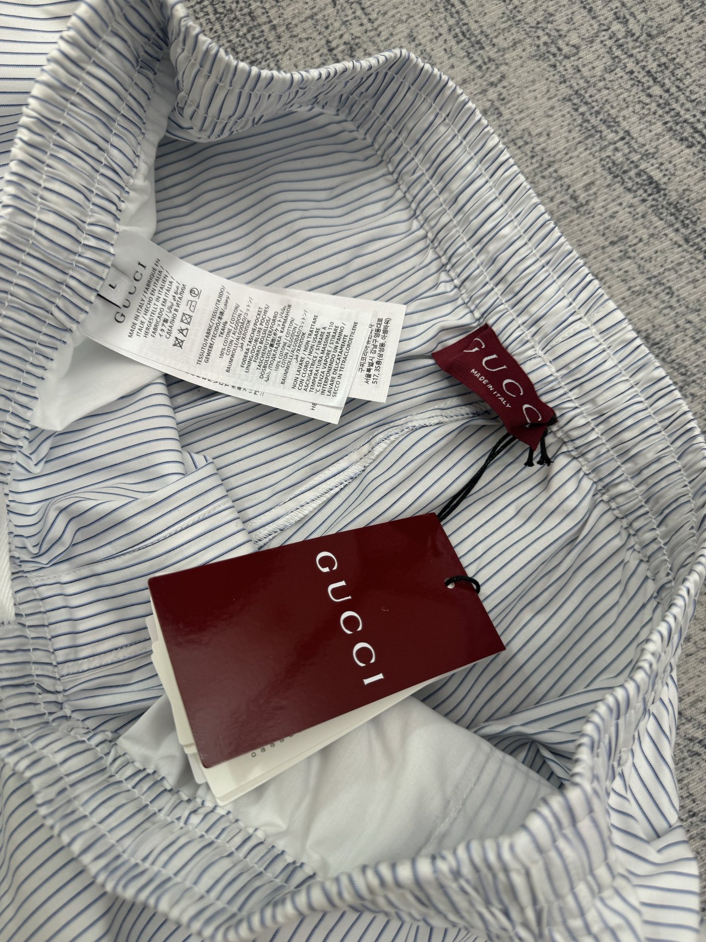 Gucci Gucci 古奇 条纹棉质抽绳休闲套装短裤