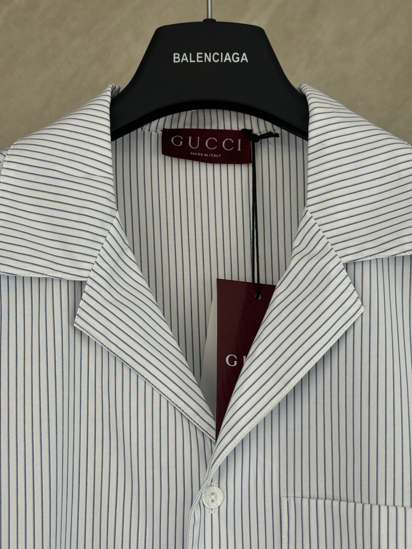 Gucci Gucci 古奇 棉质条纹古巴领套装短袖衬衫