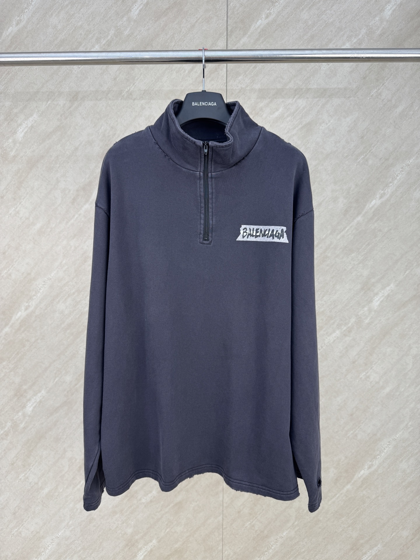 P195 BALENCIAGA 26SS sudadera de cuello alto con logo de algodón estampado talla s m l xl