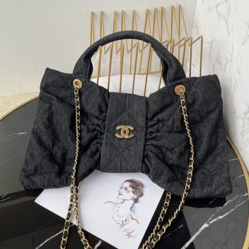 Chanel 25C Bow Denim Flap Bag, 29x38x5cm, Crossbody Handbag, AS5851 1 Chanel 25C Bow Denim Flap Bag, 29x38x5cm, Crossbody Handbag, AS5851