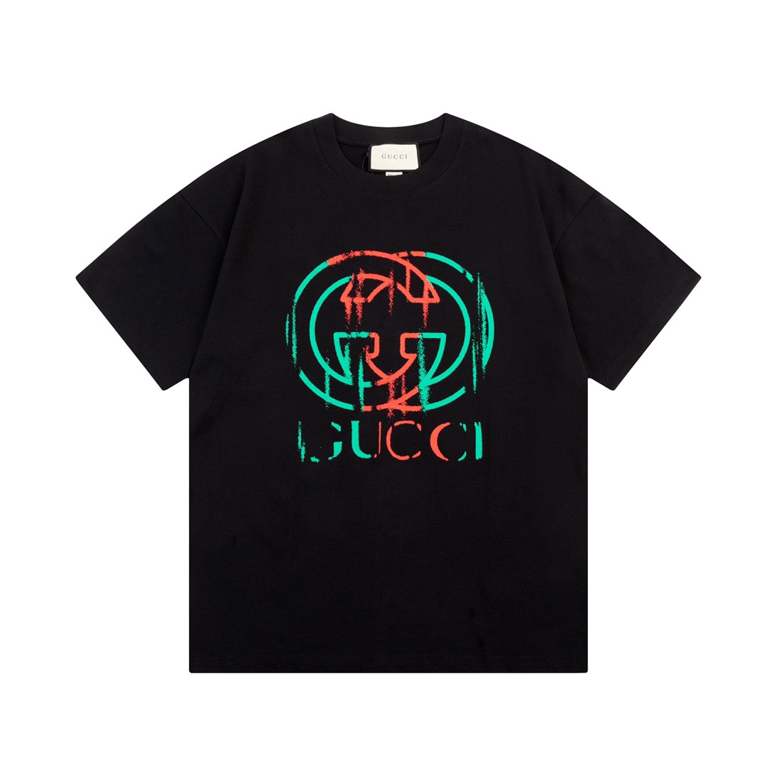 Gucci Double G Logo Print Short Sleeve T-Shirt - Unisex, Black