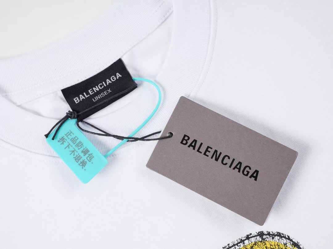 新款上架LR-3028-Balenciaga/巴黎世家新款锁扣印花Logo短袖T恤-颜色黑色白色-购入原