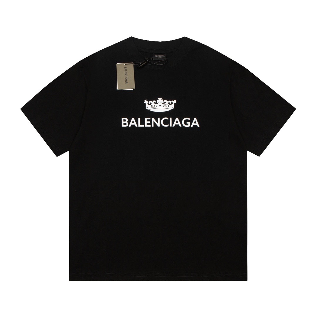 Balenciaga Vêtements T-Shirt Imprimé Unisexe Coton Collection printemps – été Manches courtes