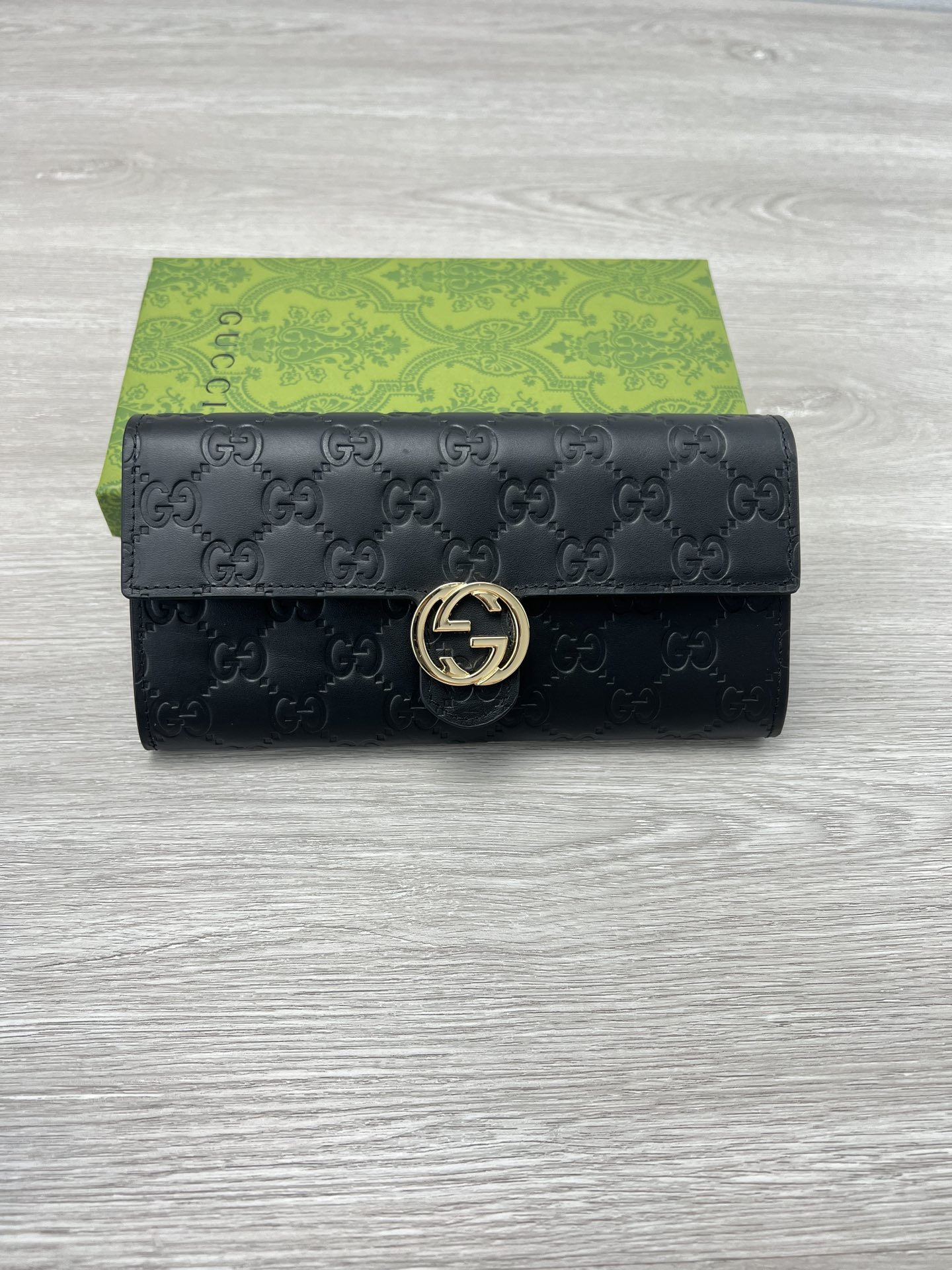 Gucci Wallet Black Printing Cowhide Fall Collection