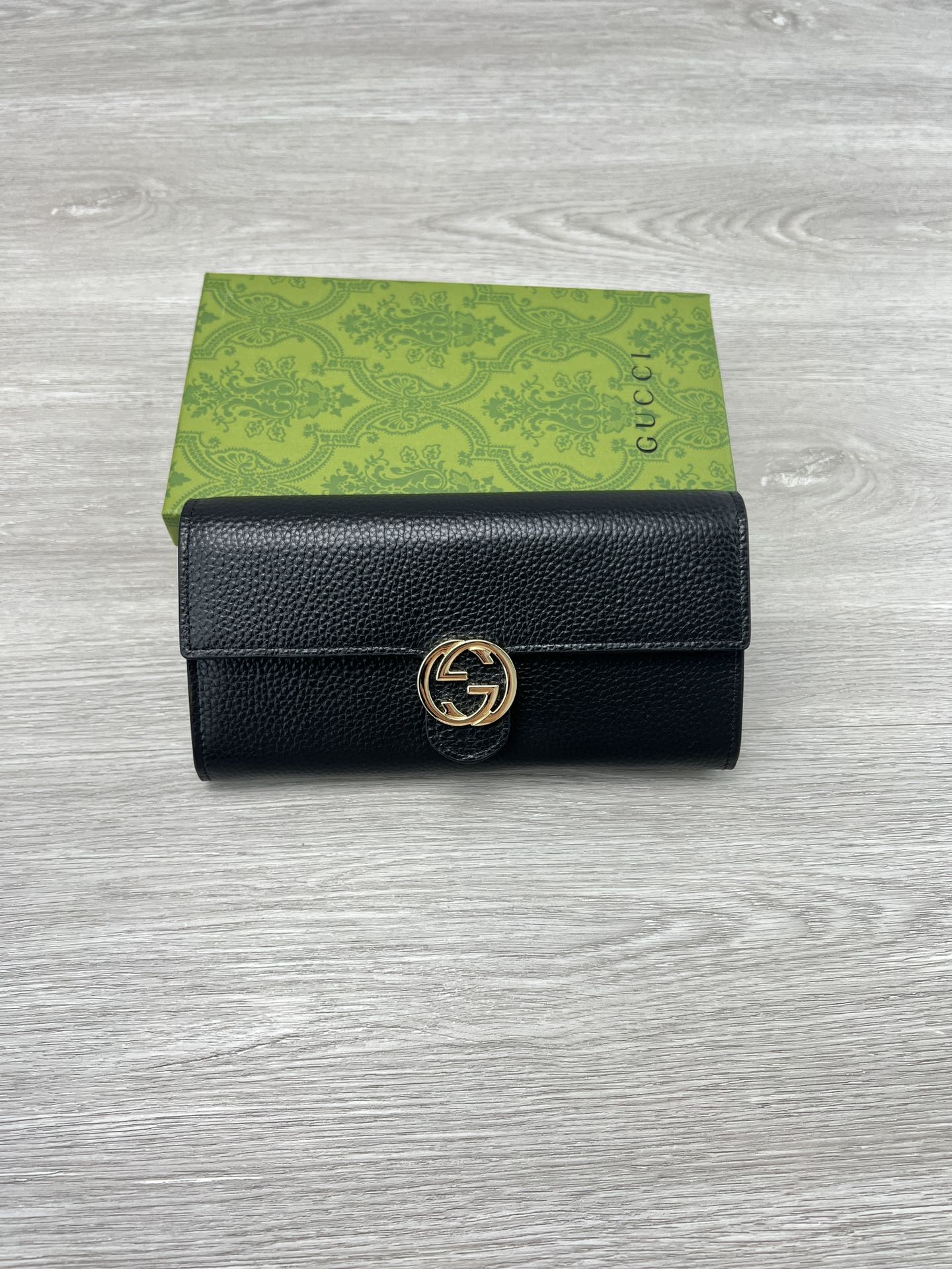 Gucci Wallet Black Printing Cowhide Fall Collection