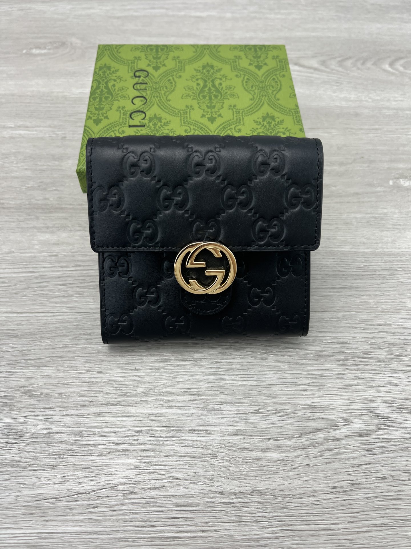 Gucci Wallet Black Printing Cowhide Fall Collection