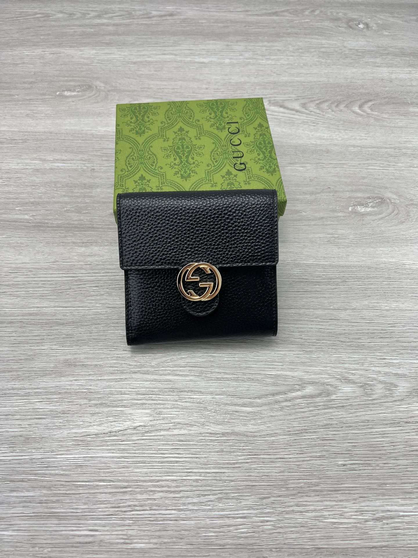 Gucci Wallet Black Printing Cowhide Fall Collection