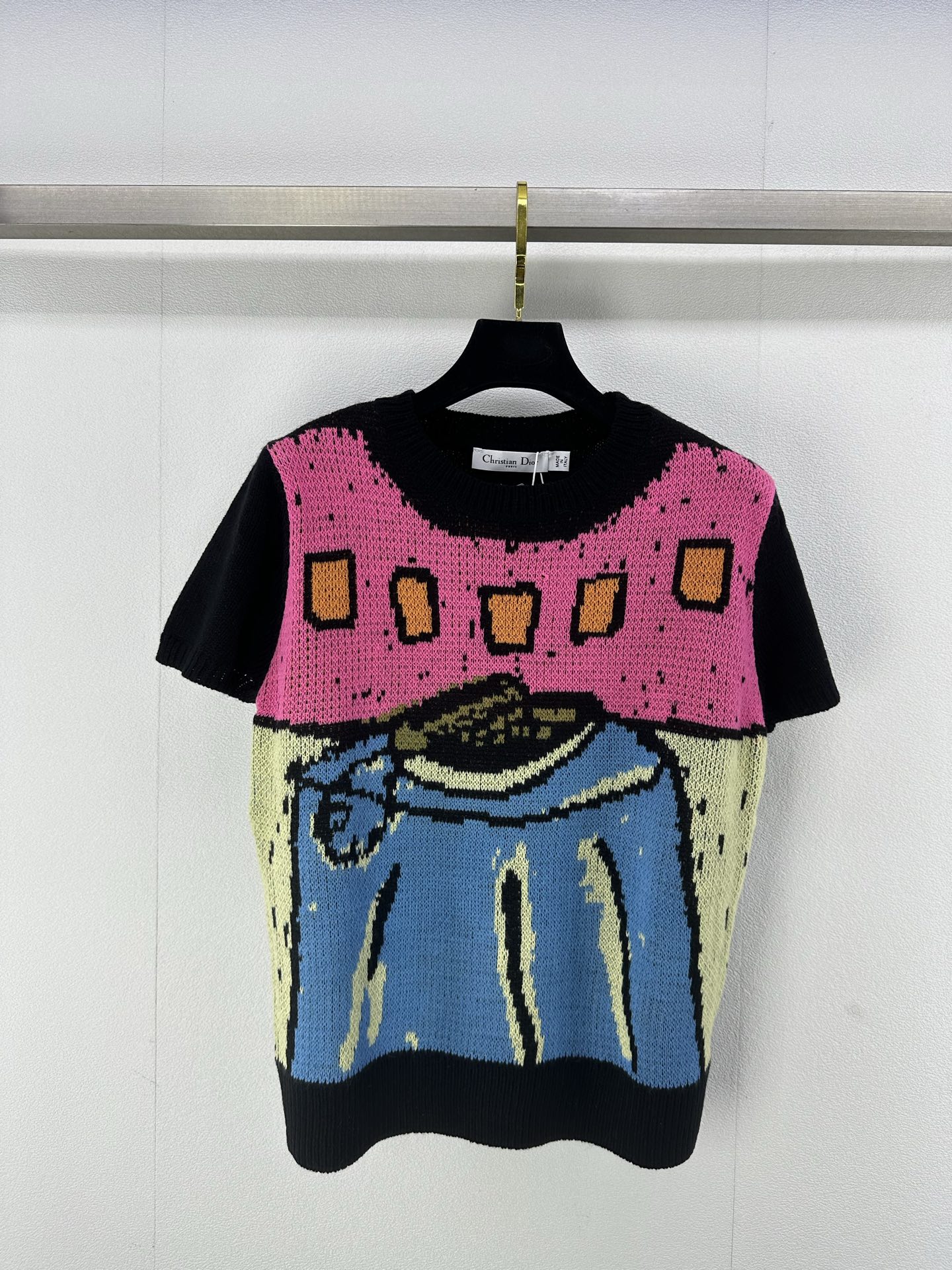 NO:325309,New details on Dio* 25 Spring and summer new graffiti knitted short sleeves, simple casual and big-name design sense, versatile patterns in all seasons Temperament fashionable 2 colors 3 codes SML, dior, T-shirt, alexander wang19860909Dio*上新细节 25 春夏新款涂鸦针织短袖,简约休闲又大牌的设计感,四季百搭的图案 气质时髦 2色3码SML,,dior,T-shirt,alexander wang,Women's clothing