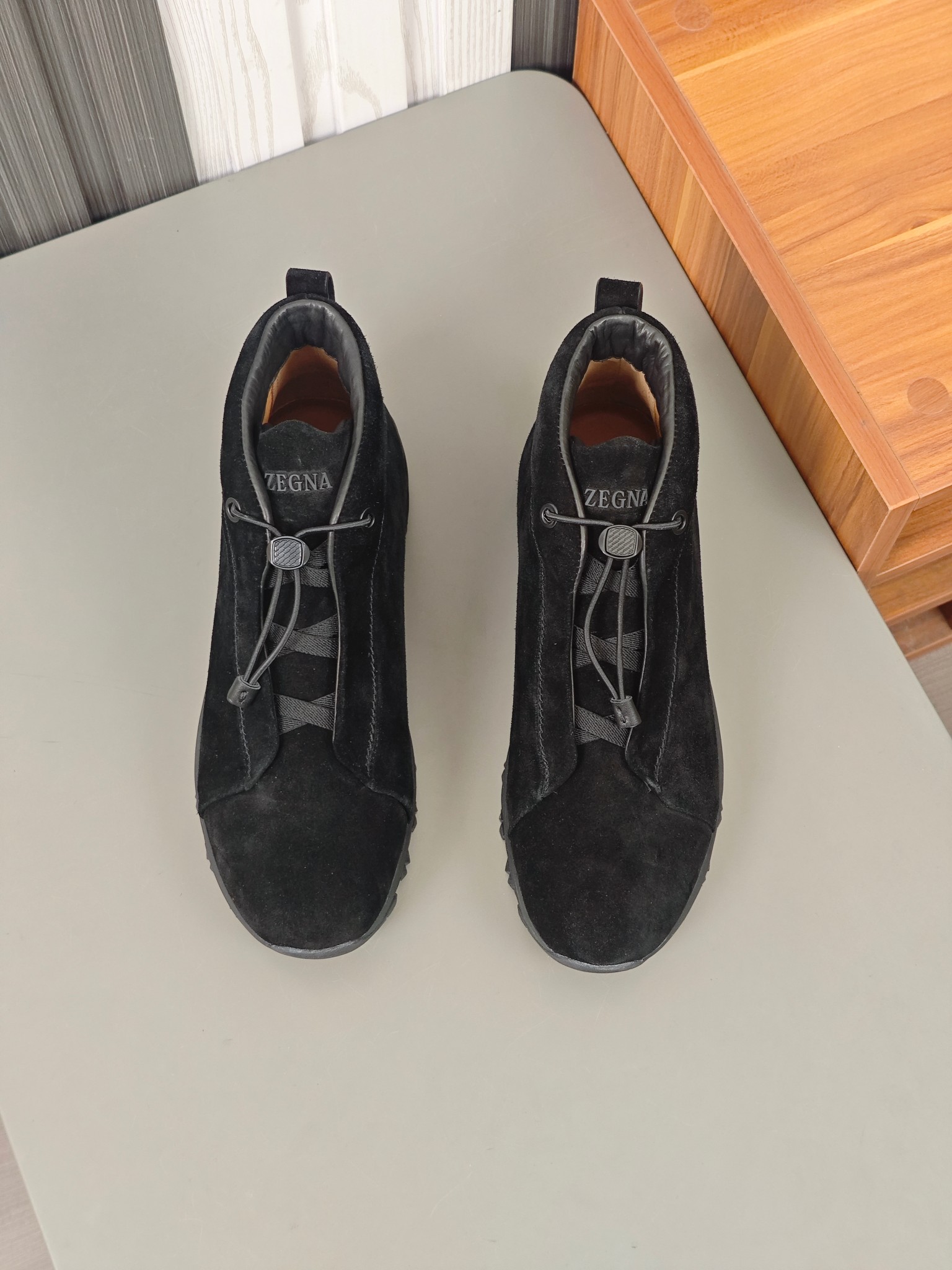 2024Nueva serie ZEGNA Zegna zapatos de los hombres de gamuza de alto estado Triple StitchMonte zapat