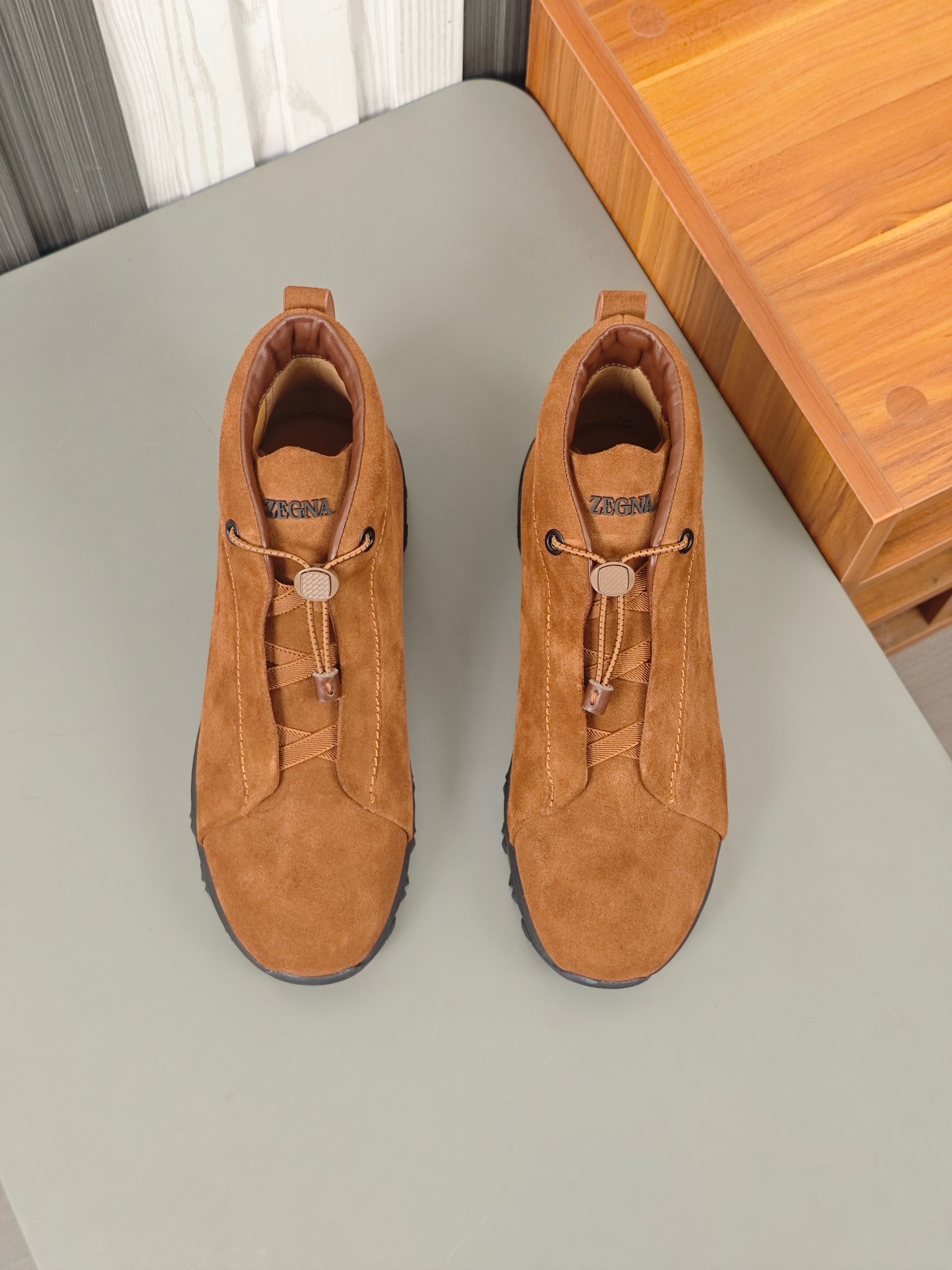 2024Nueva serie ZEGNA Zegna zapatos de los hombres de gamuza de alto estado Triple StitchMonte zapat