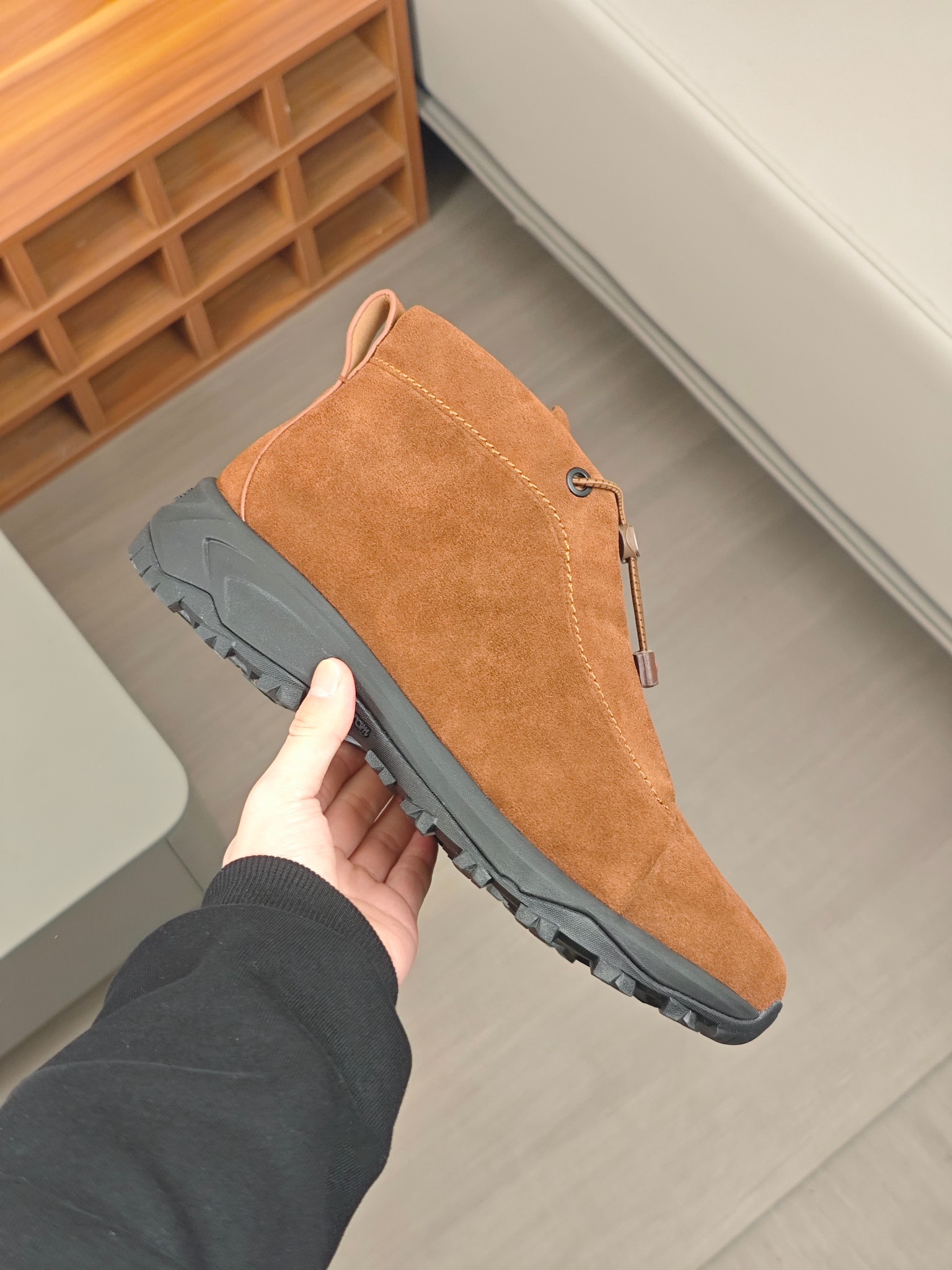 2024Nueva serie ZEGNA Zegna zapatos de los hombres de gamuza de alto estado Triple StitchMonte zapat
