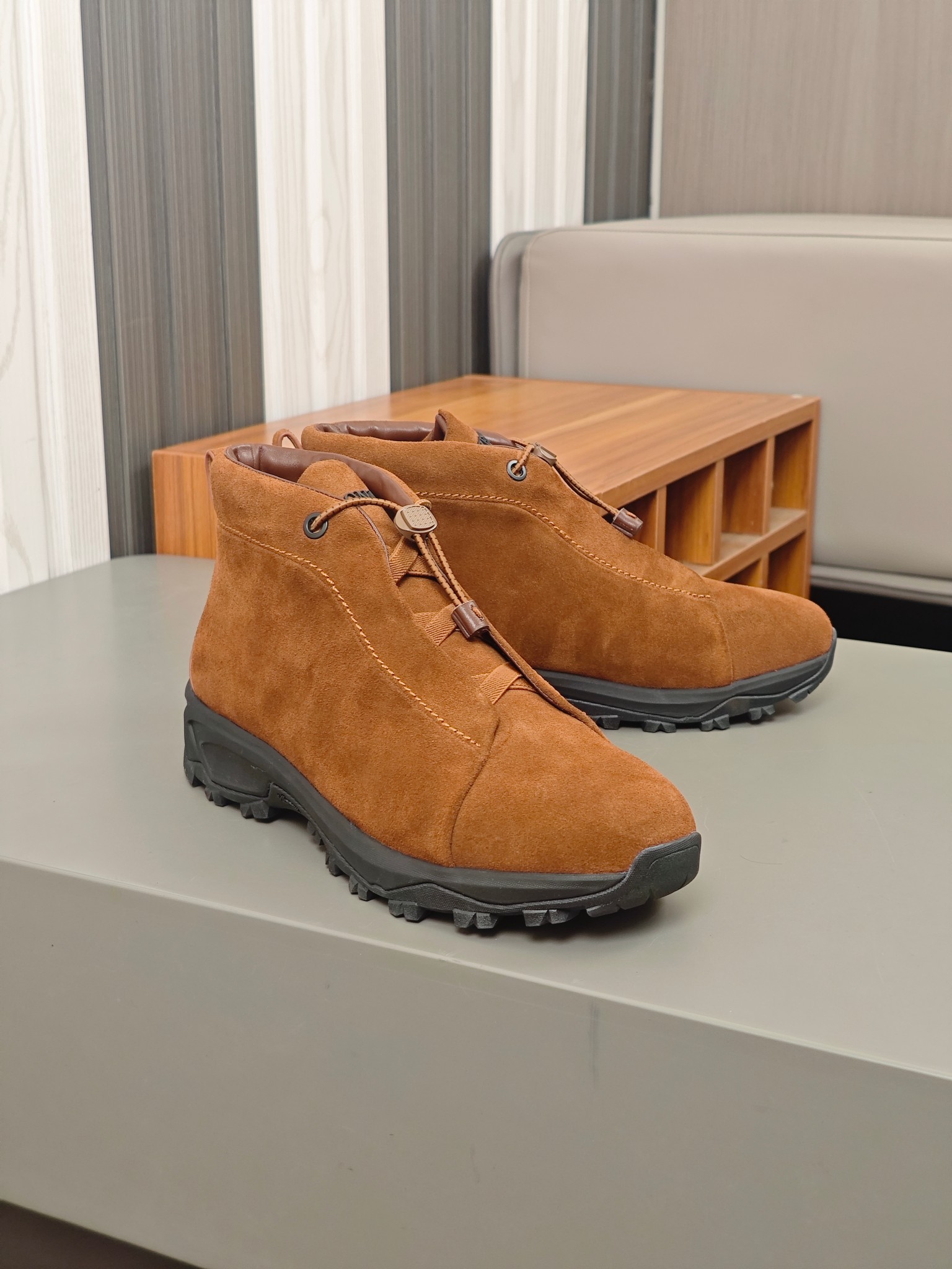 2024Nueva serie ZEGNA Zegna zapatos de los hombres de gamuza de alto estado Triple StitchMonte zapat