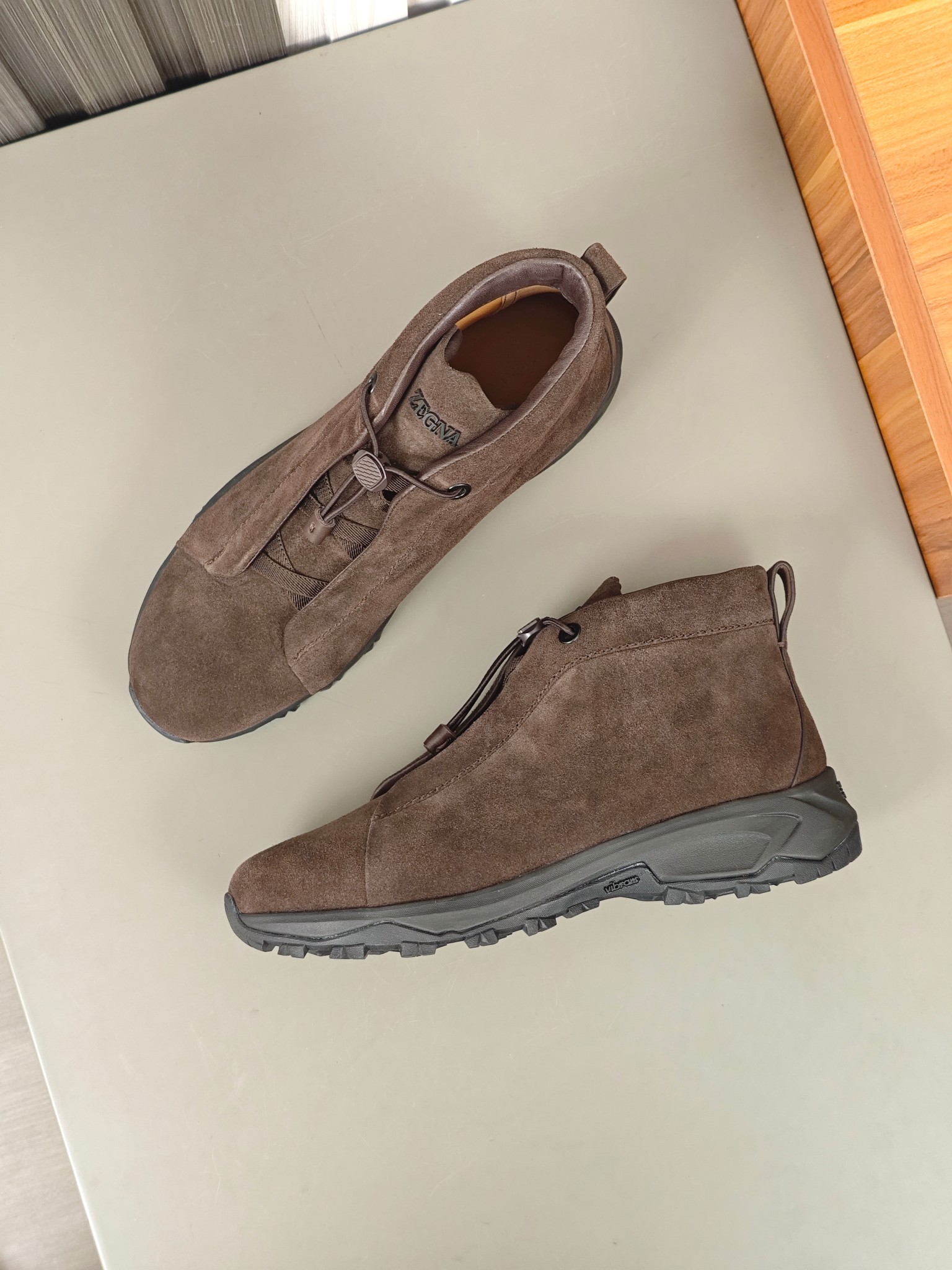 2024Nueva serie ZEGNA Zegna zapatos de los hombres de gamuza de alto estado Triple StitchMonte zapat