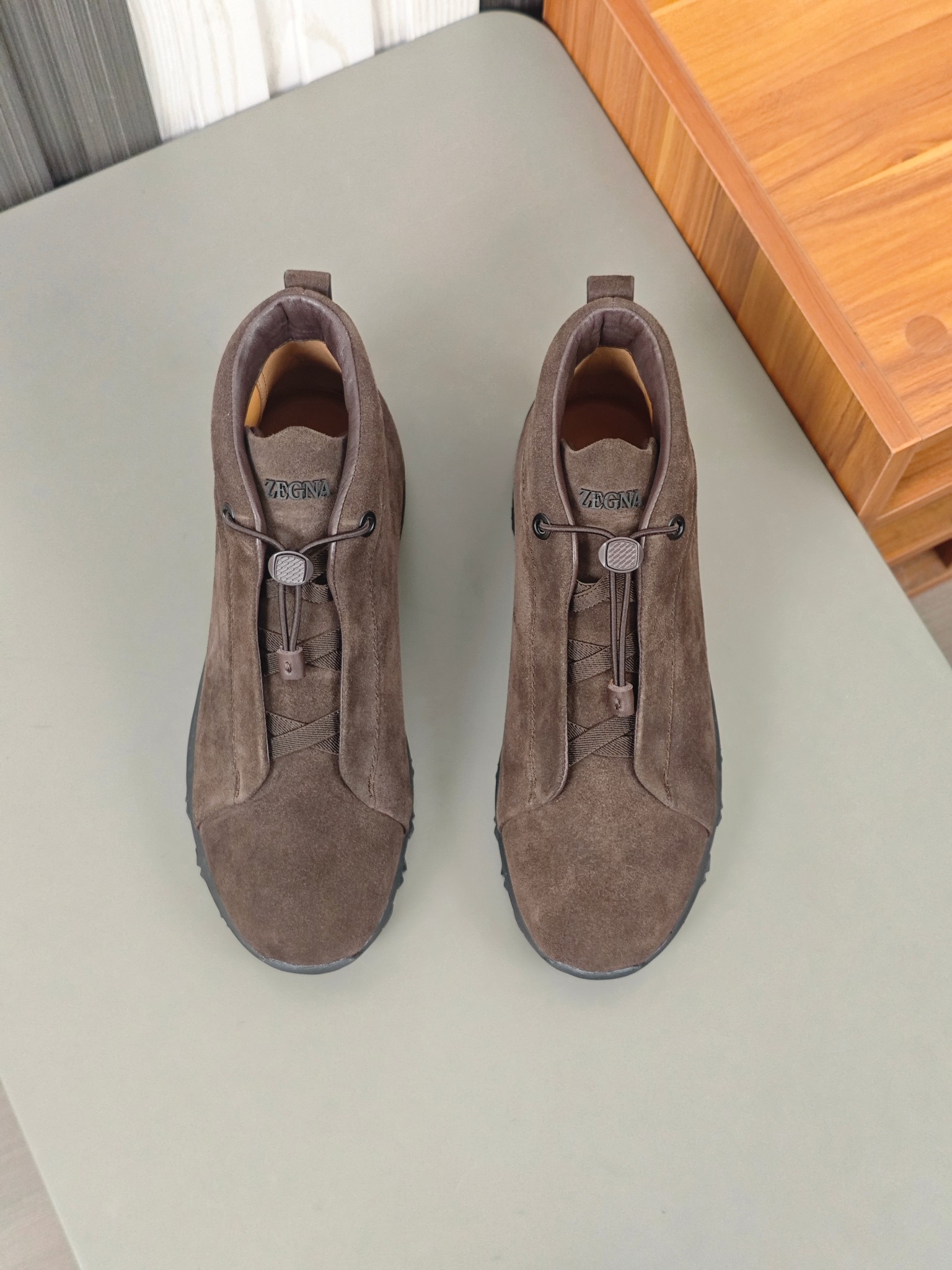 2024Nueva serie ZEGNA Zegna zapatos de los hombres de gamuza de alto estado Triple StitchMonte zapat