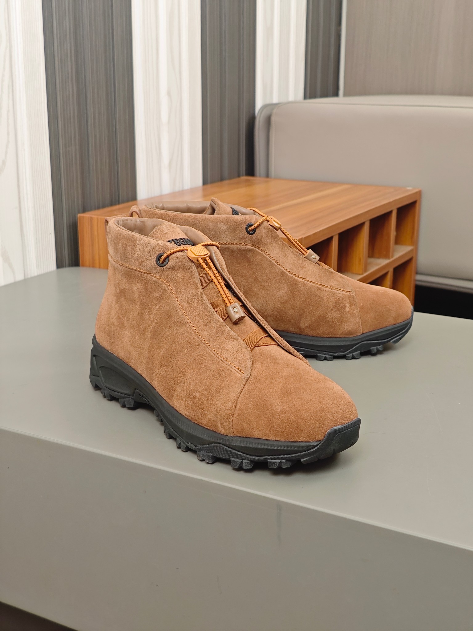 2024Nueva serie ZEGNA Zegna zapatos de los hombres de gamuza de alto estado Triple StitchMonte zapat