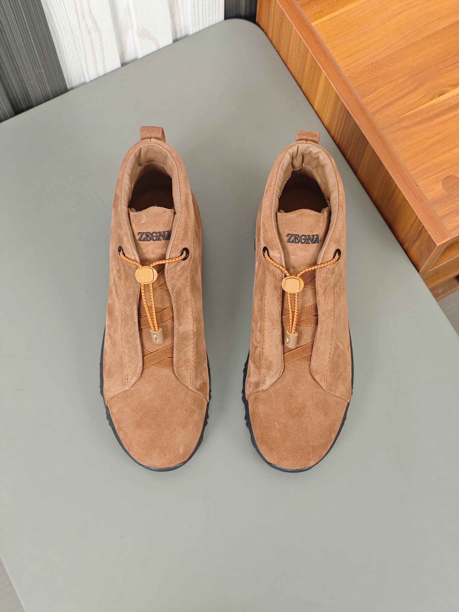 2024Nueva serie ZEGNA Zegna zapatos de los hombres de gamuza de alto estado Triple StitchMonte zapat