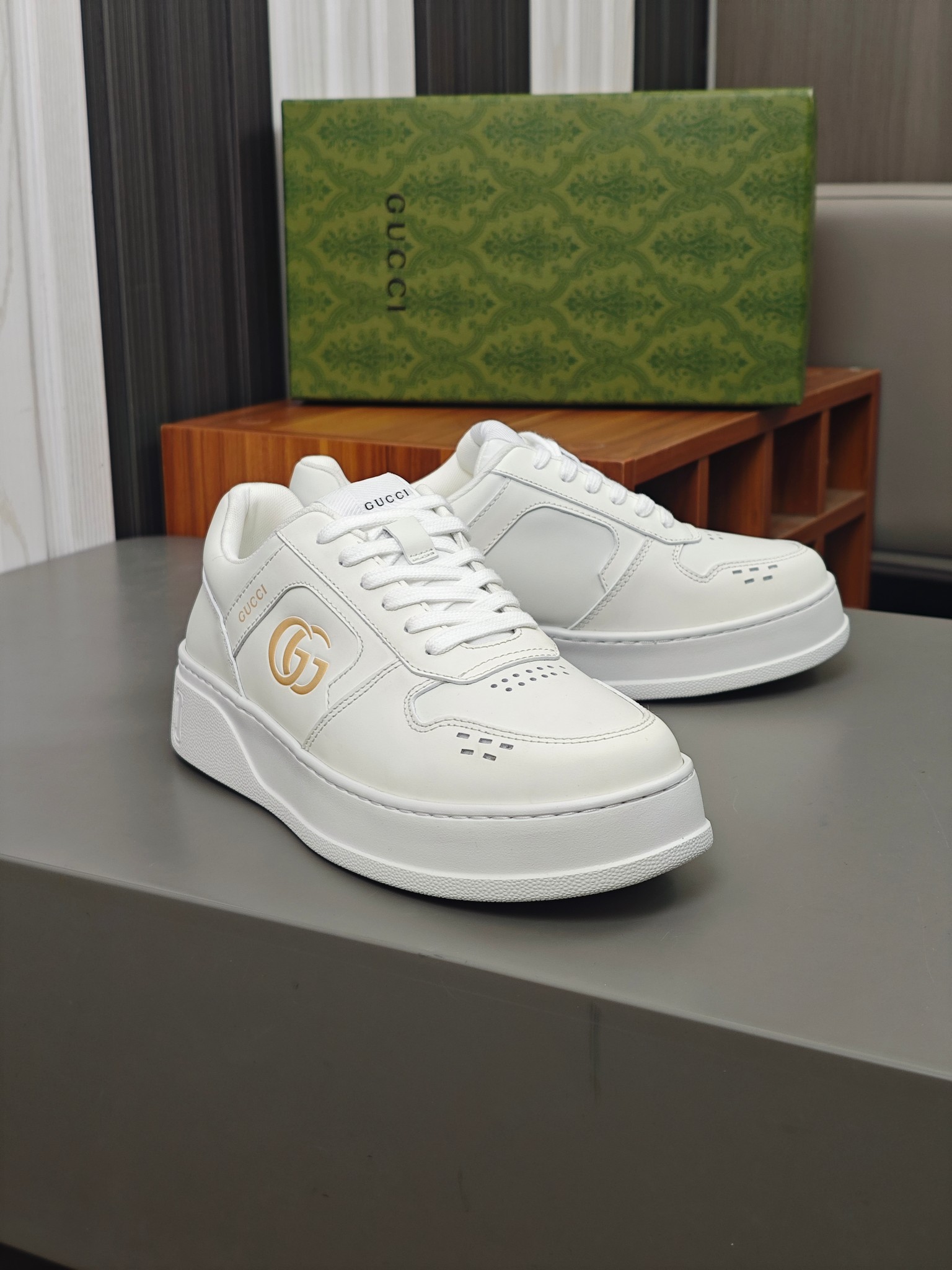 [Gucci] Gucci - Calidad de gama alta Original único - Parte superior: cuero de becerro Napa, cuero d